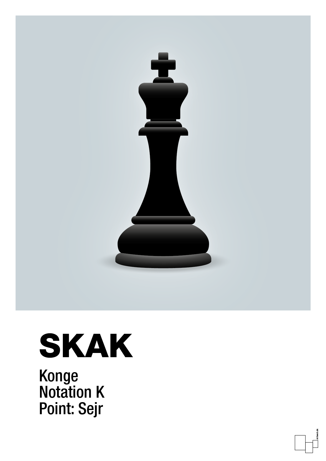 plakat: spillebrikken konge i sort