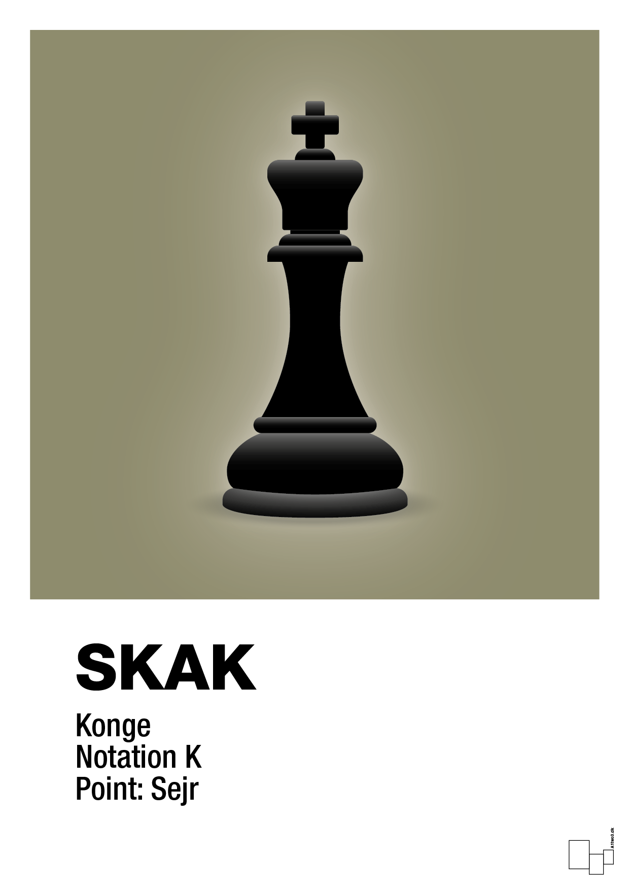plakat: spillebrikken konge i sort