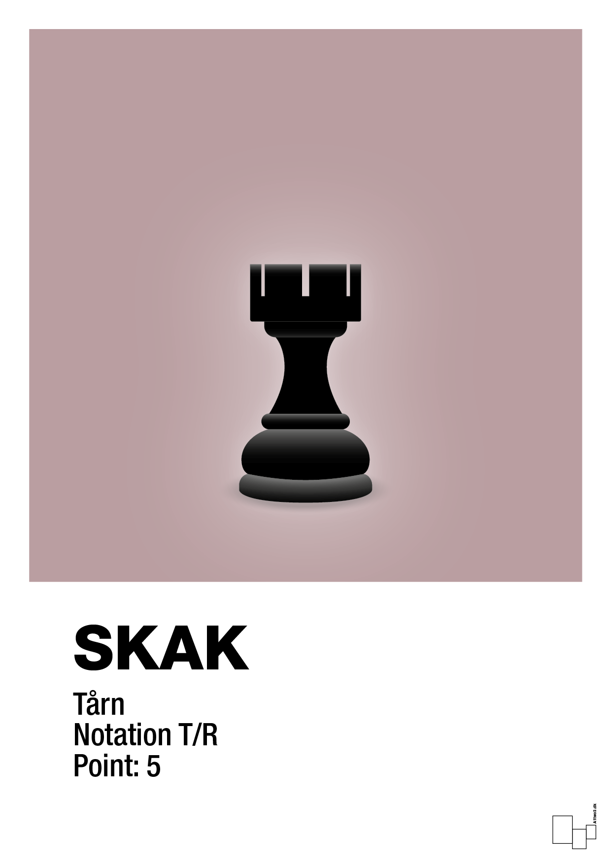 plakat: spillebrikken tårn i sort