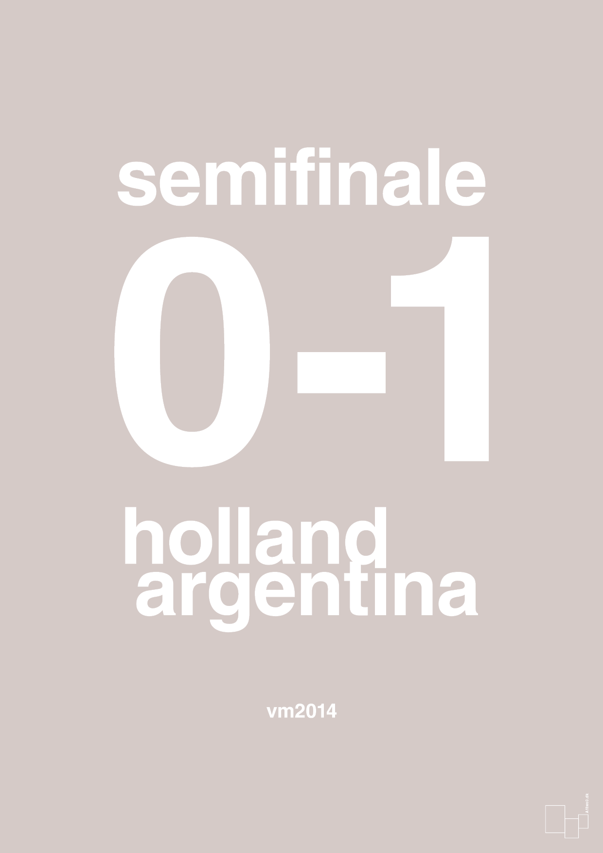 resultat for fodbold vm semifinale A i 2014 - Plakat med Sport & Fritid i Broken Beige