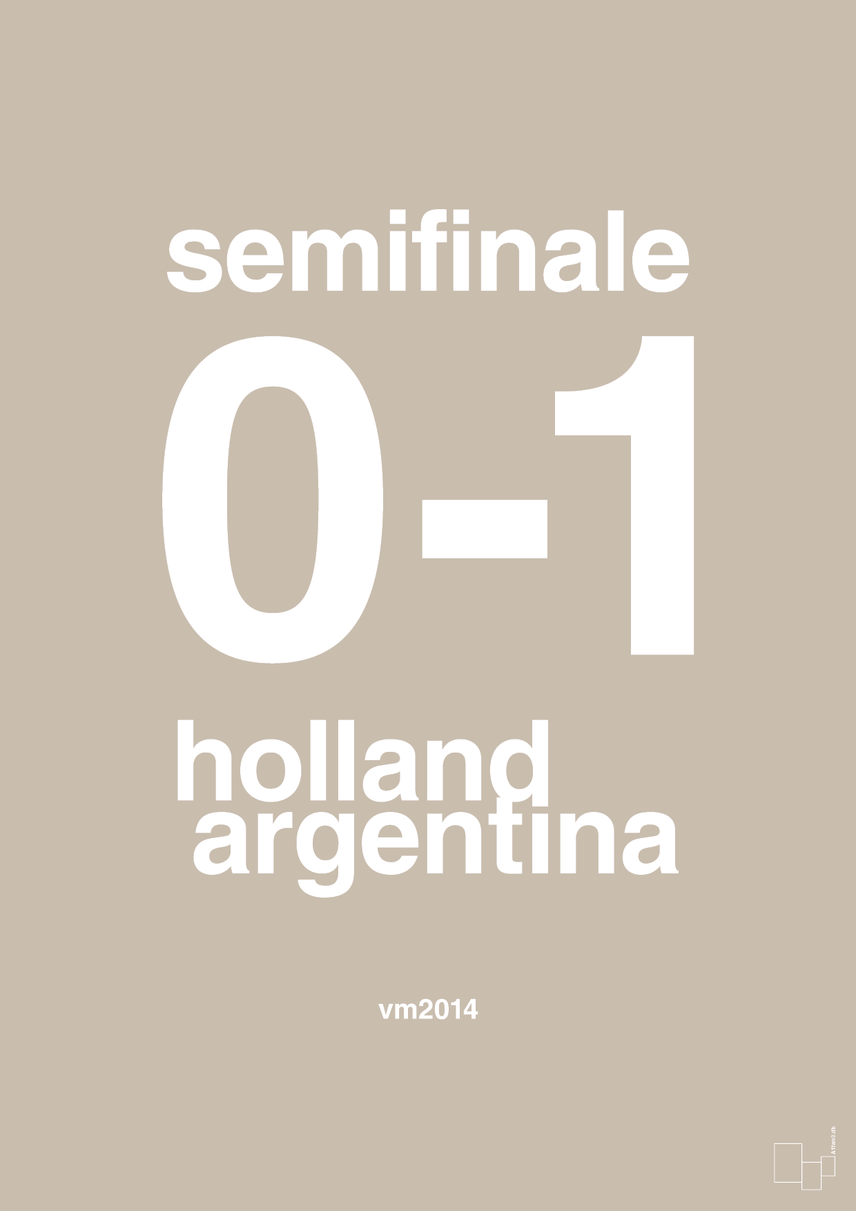 resultat for fodbold vm semifinale A i 2014 - Plakat med Sport & Fritid i Creamy Mushroom