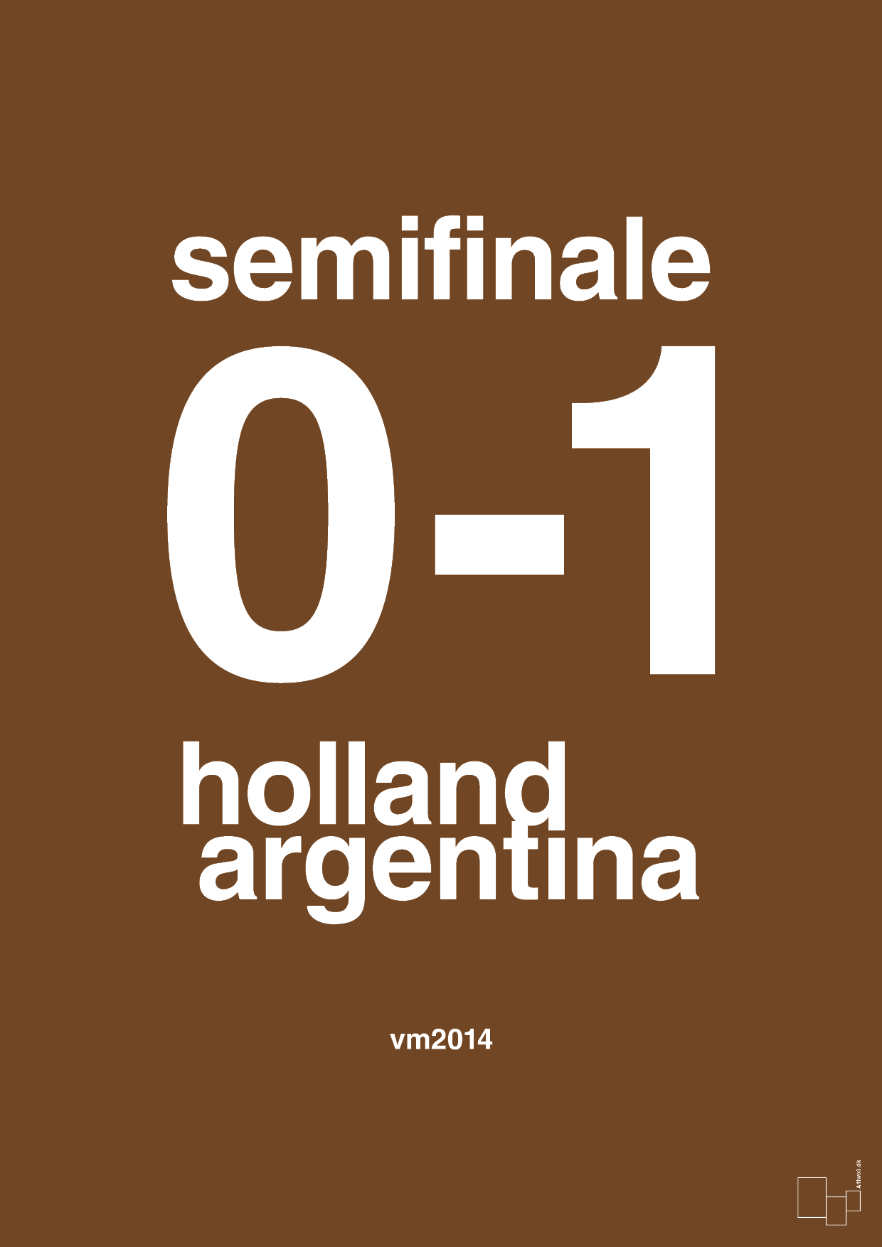 resultat for fodbold vm semifinale A i 2014 - Plakat med Sport & Fritid i Dark Brown