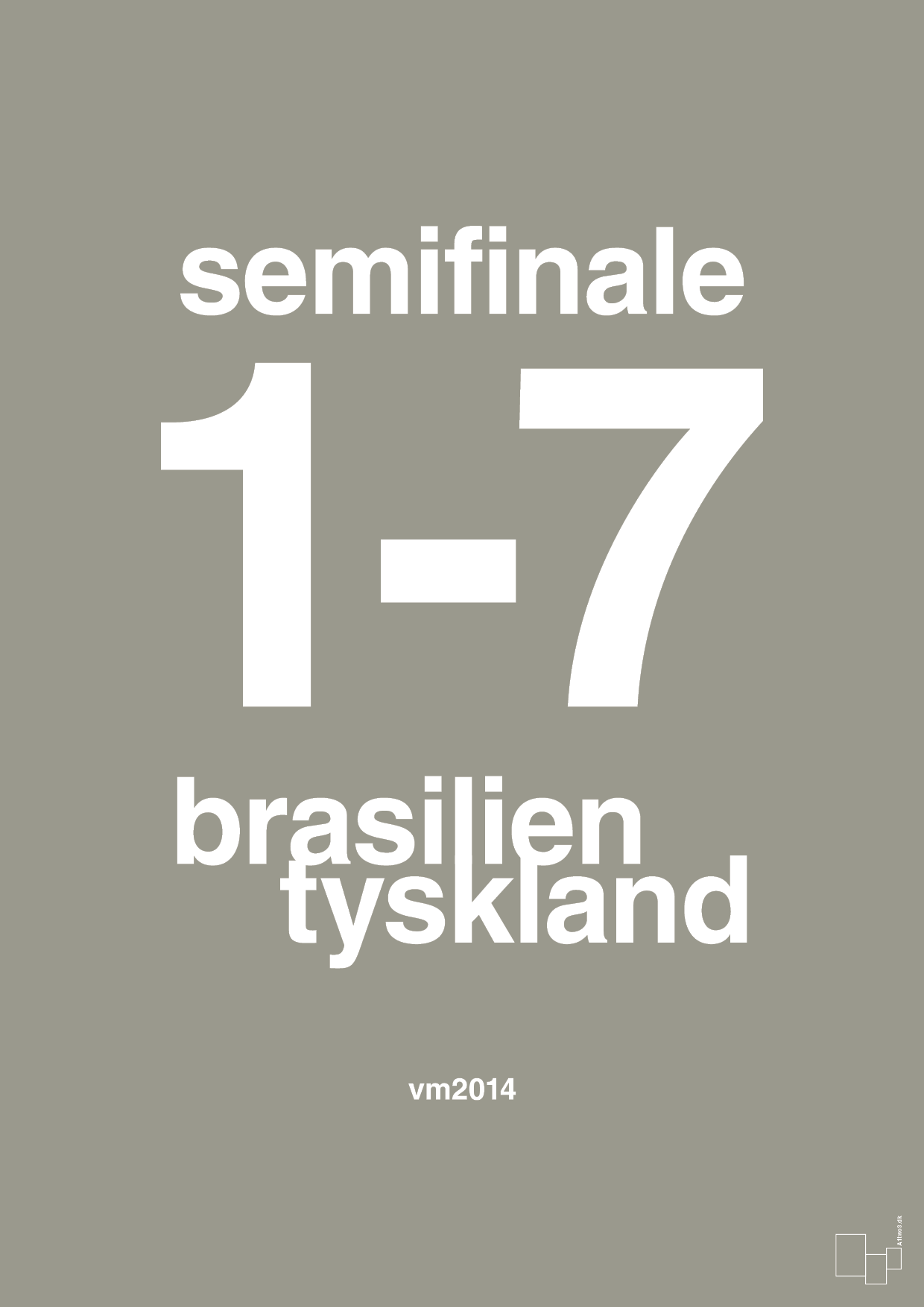 resultat for fodbold vm semifinale B i 2014 - Plakat med Sport & Fritid i Battleship Gray
