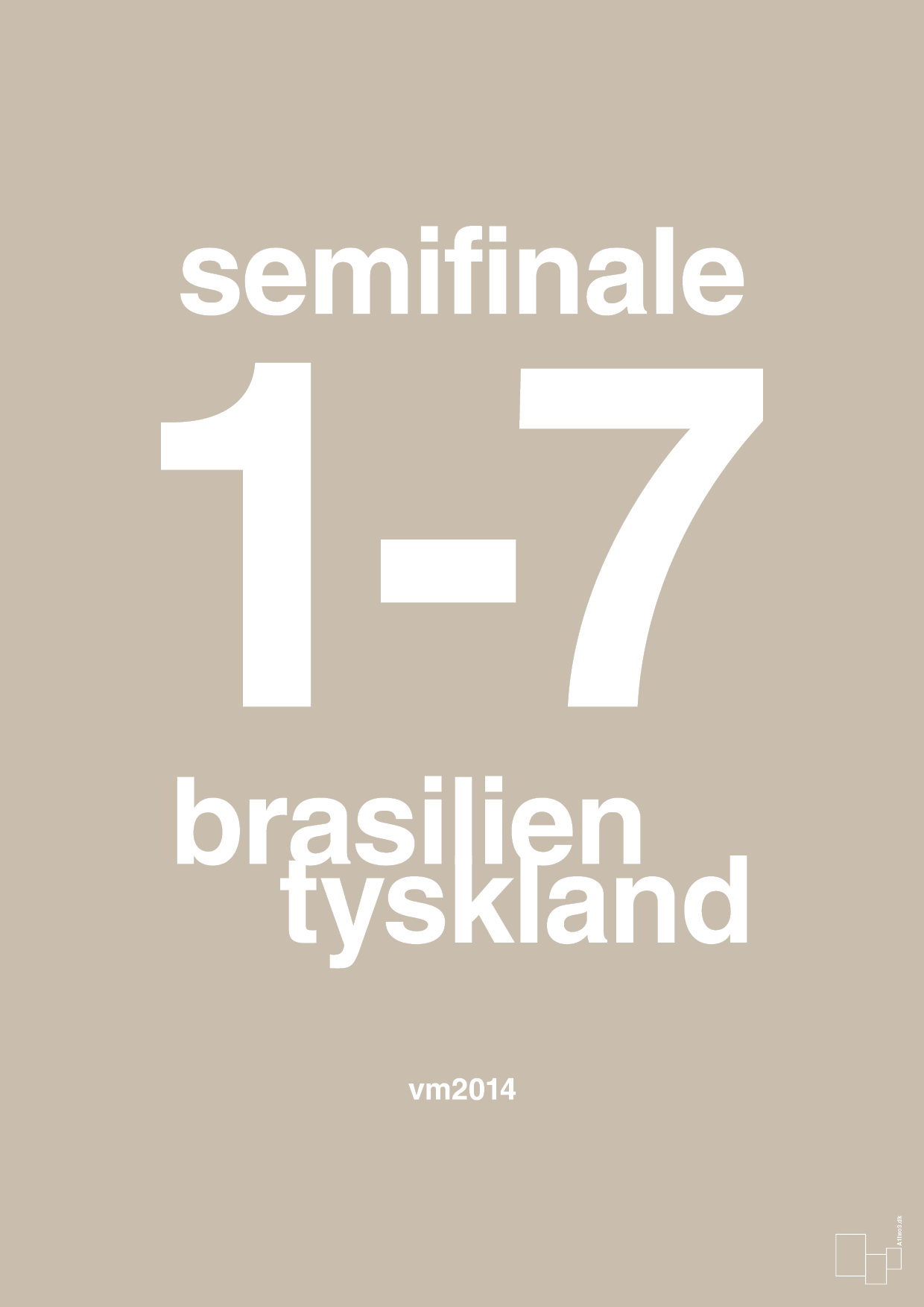 resultat for fodbold vm semifinale B i 2014 - Plakat med Sport & Fritid i Creamy Mushroom