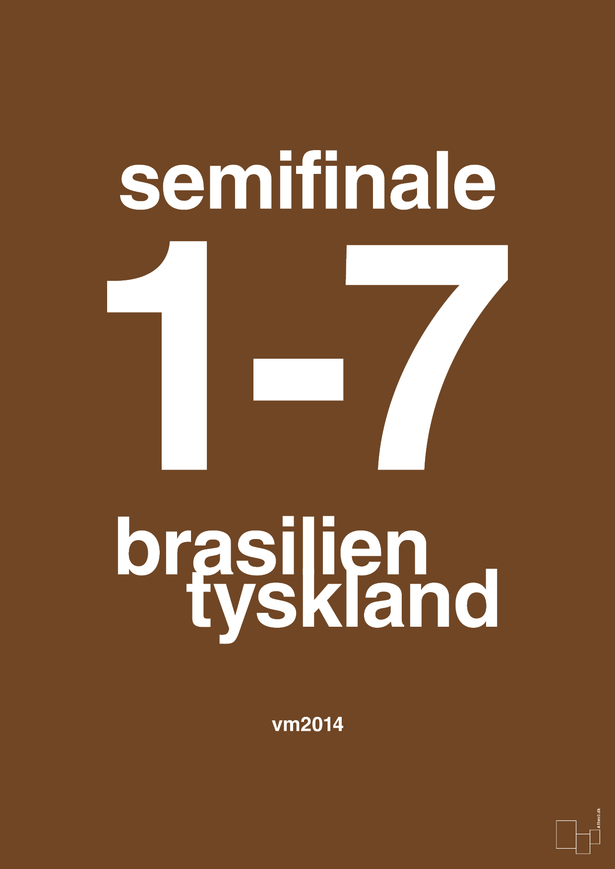 resultat for fodbold vm semifinale B i 2014 - Plakat med Sport & Fritid i Dark Brown