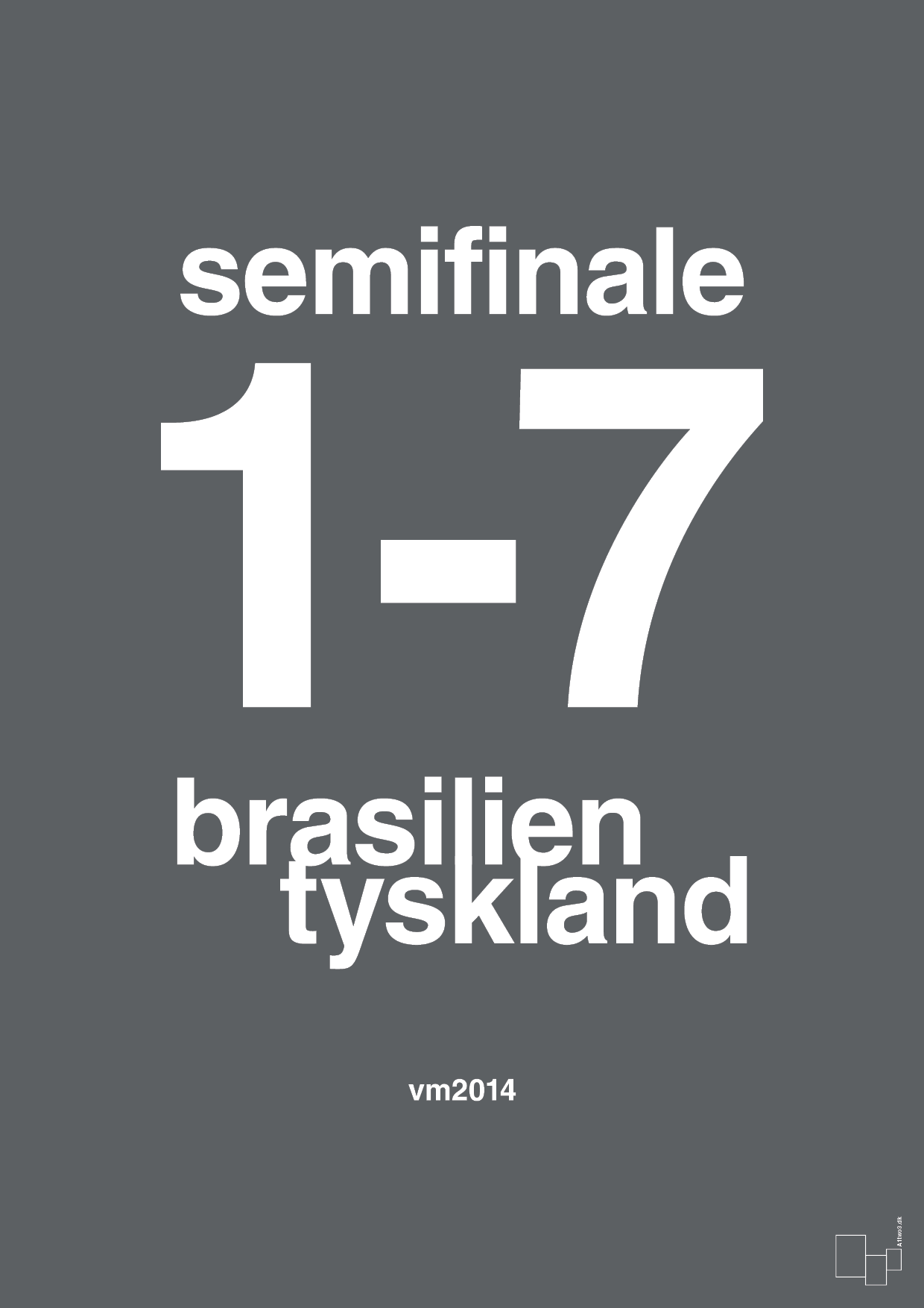 resultat for fodbold vm semifinale B i 2014 - Plakat med Sport & Fritid i Graphic Charcoal