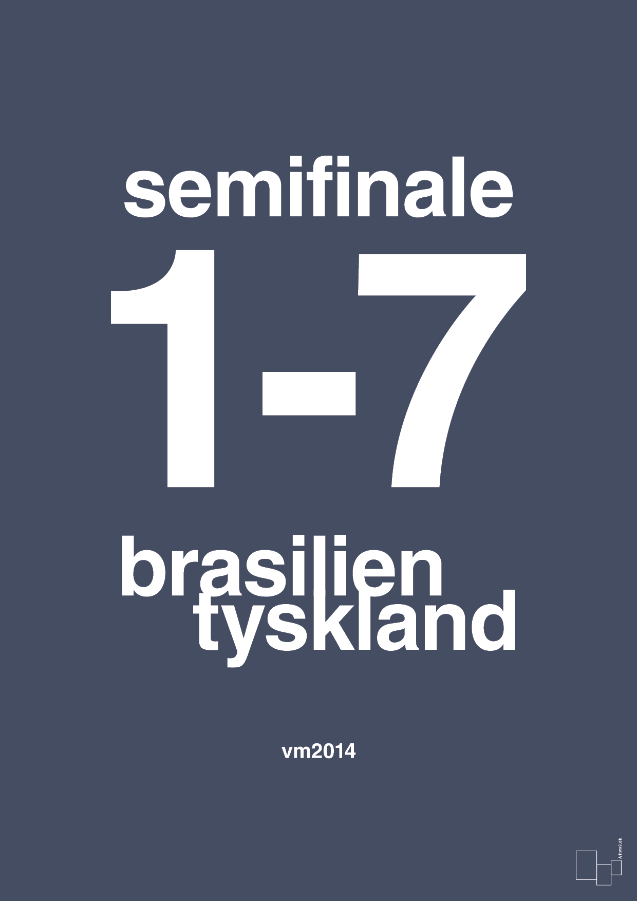 resultat for fodbold vm semifinale B i 2014 - Plakat med Sport & Fritid i Petrol