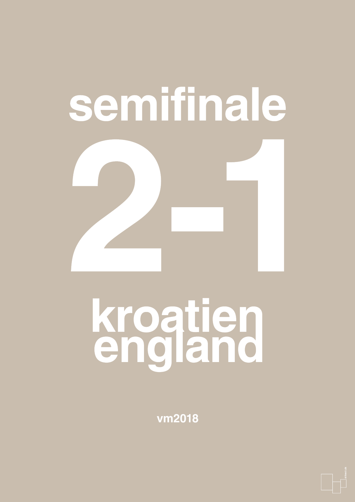 resultat for fodbold vm semifinale A i 2018 - Plakat med Sport & Fritid i Creamy Mushroom