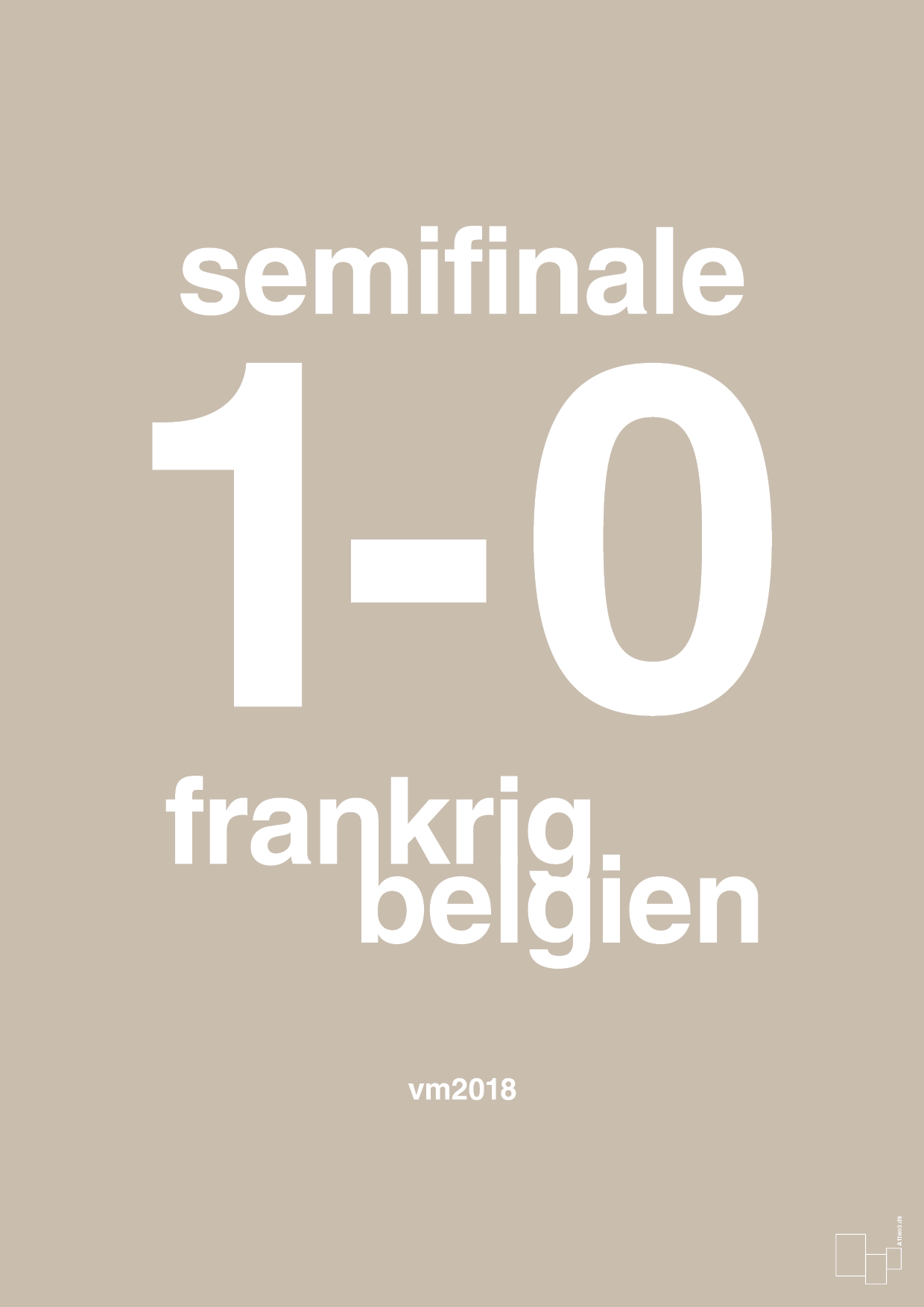 resultat for fodbold vm semifinale B i 2018 - Plakat med Sport & Fritid i Creamy Mushroom