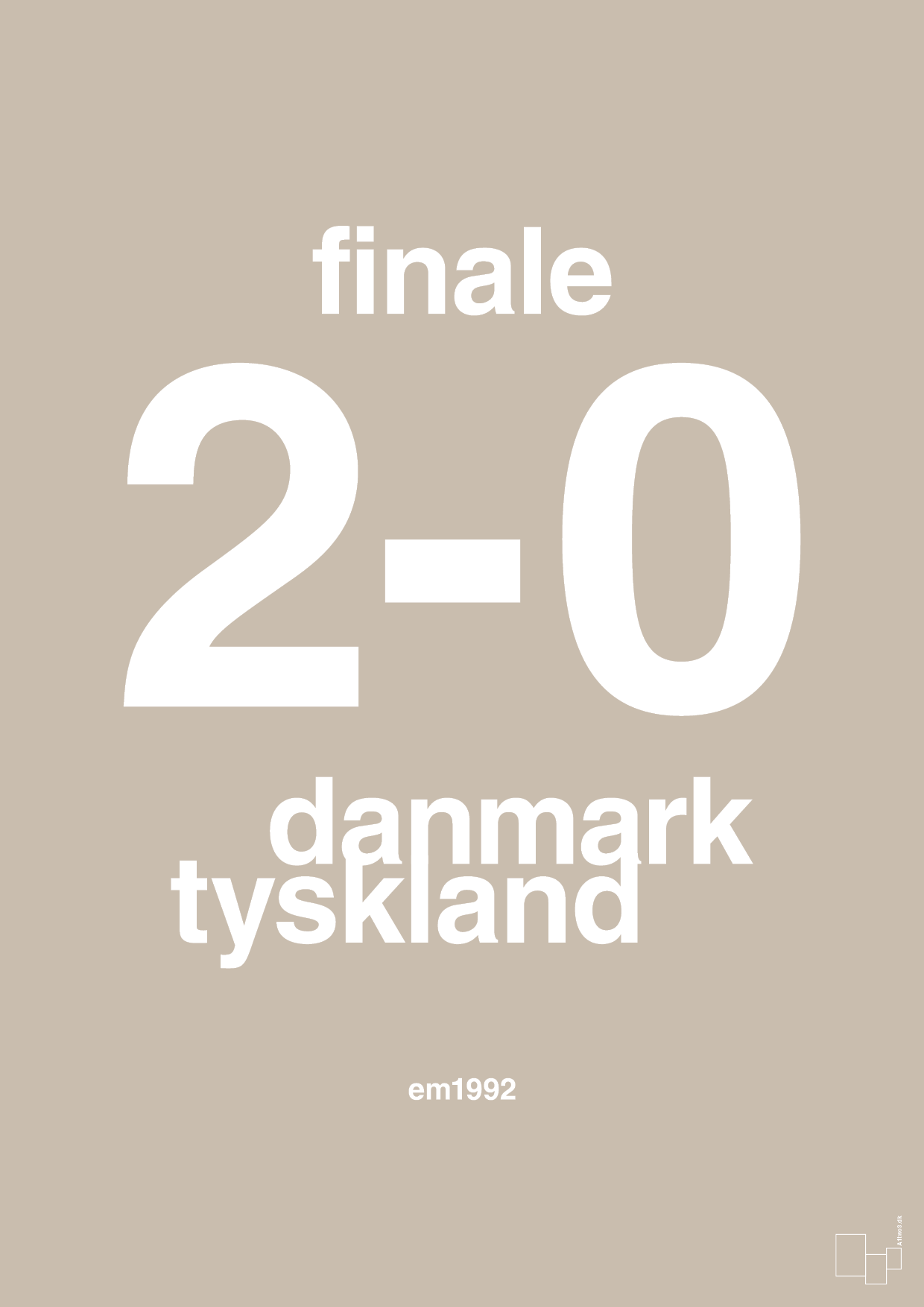 resultat for fodbold em finalen i 1992 - Plakat med Sport & Fritid i Creamy Mushroom