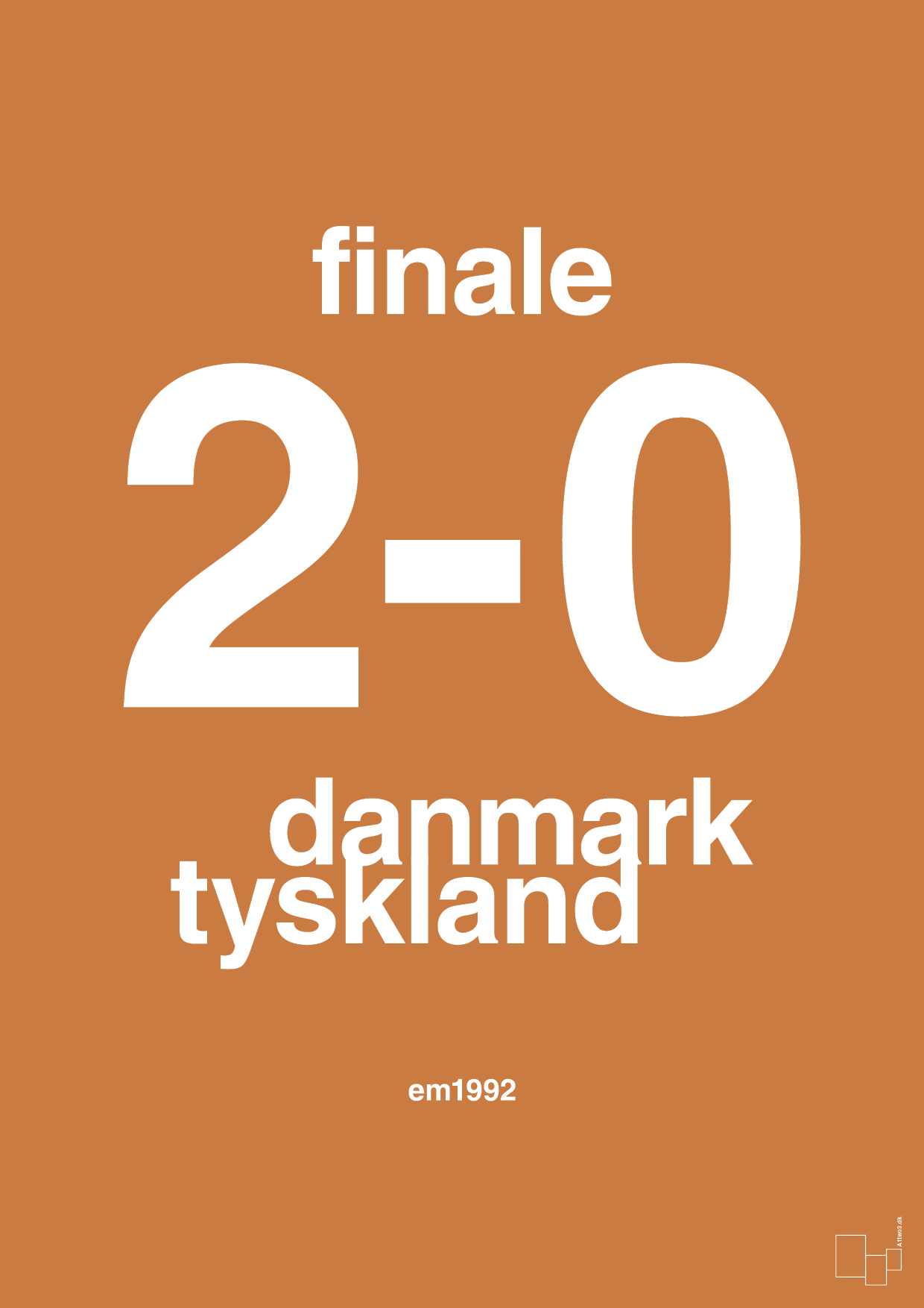 resultat for fodbold em finalen i 1992 - Plakat med Sport & Fritid i Rumba Orange