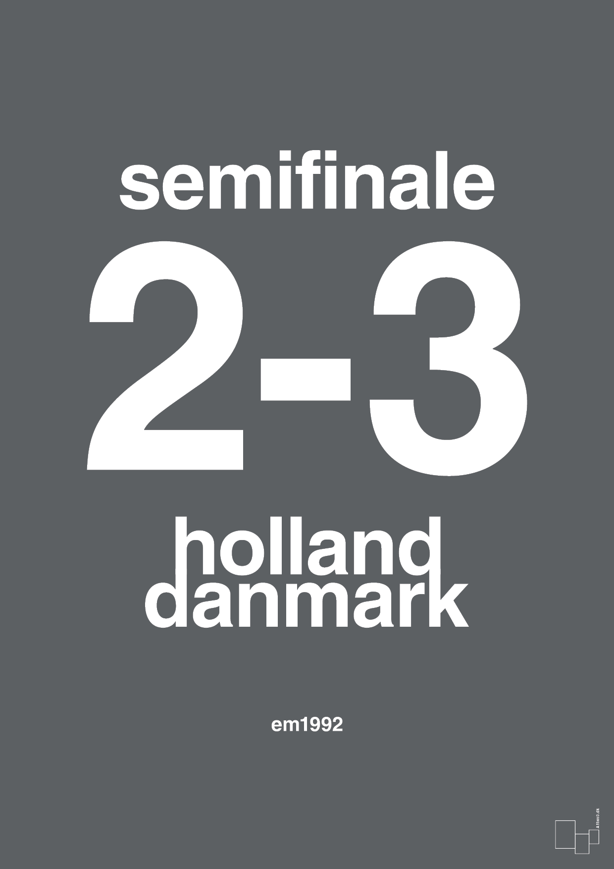 resultat for fodbold em semifinale A i 1992 - Plakat med Sport & Fritid i Graphic Charcoal