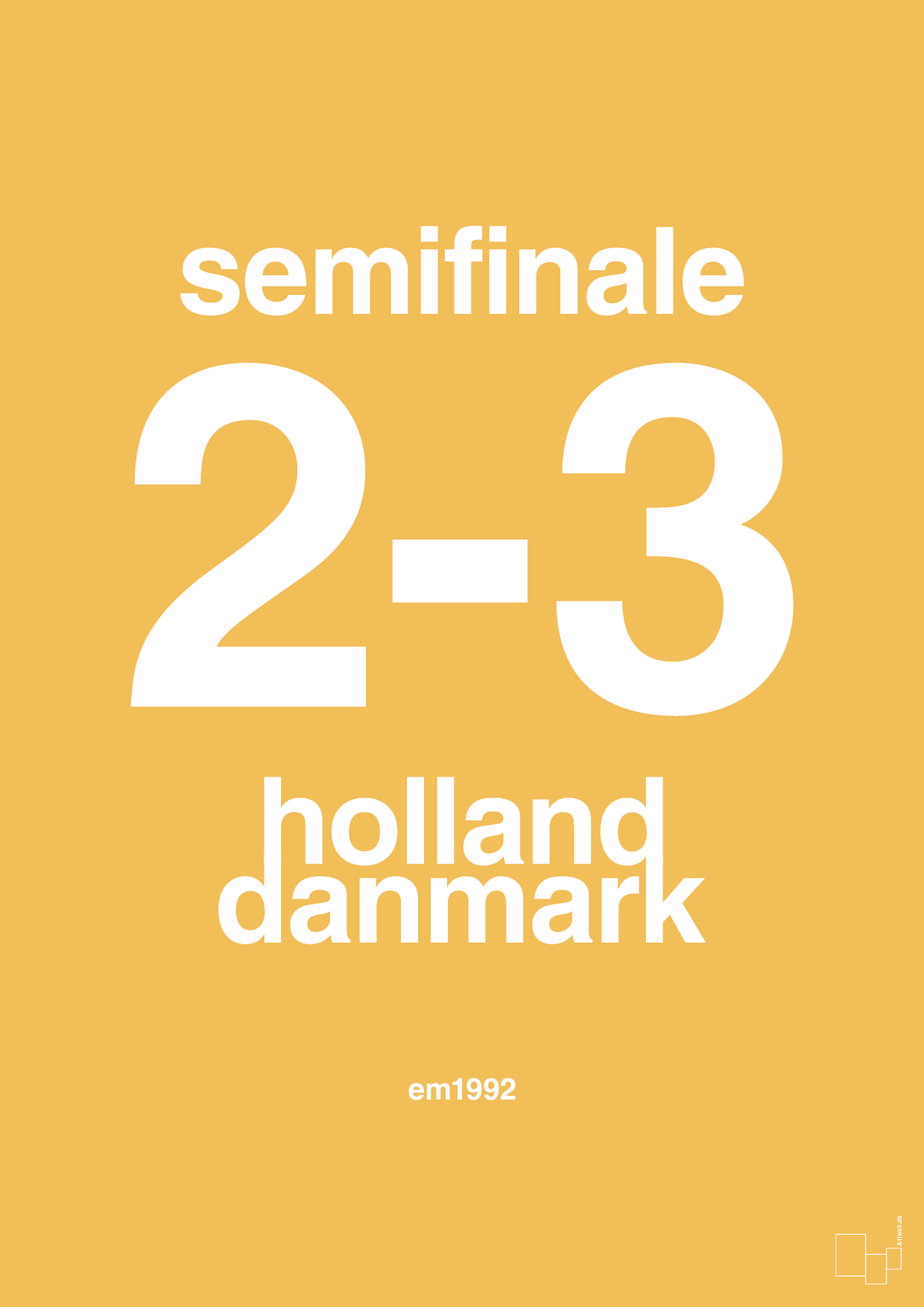 resultat for fodbold em semifinale A i 1992 - Plakat med Sport & Fritid i Honeycomb