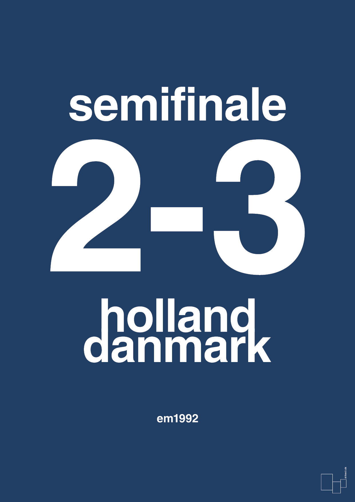 resultat for fodbold em semifinale A i 1992 - Plakat med Sport & Fritid i Lapis Blue