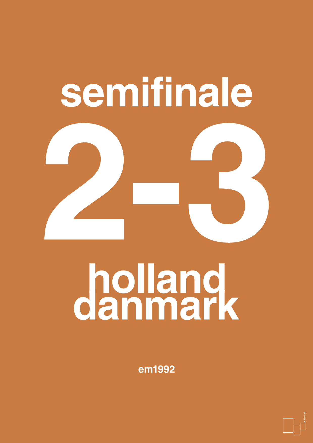 resultat for fodbold em semifinale A i 1992 - Plakat med Sport & Fritid i Rumba Orange
