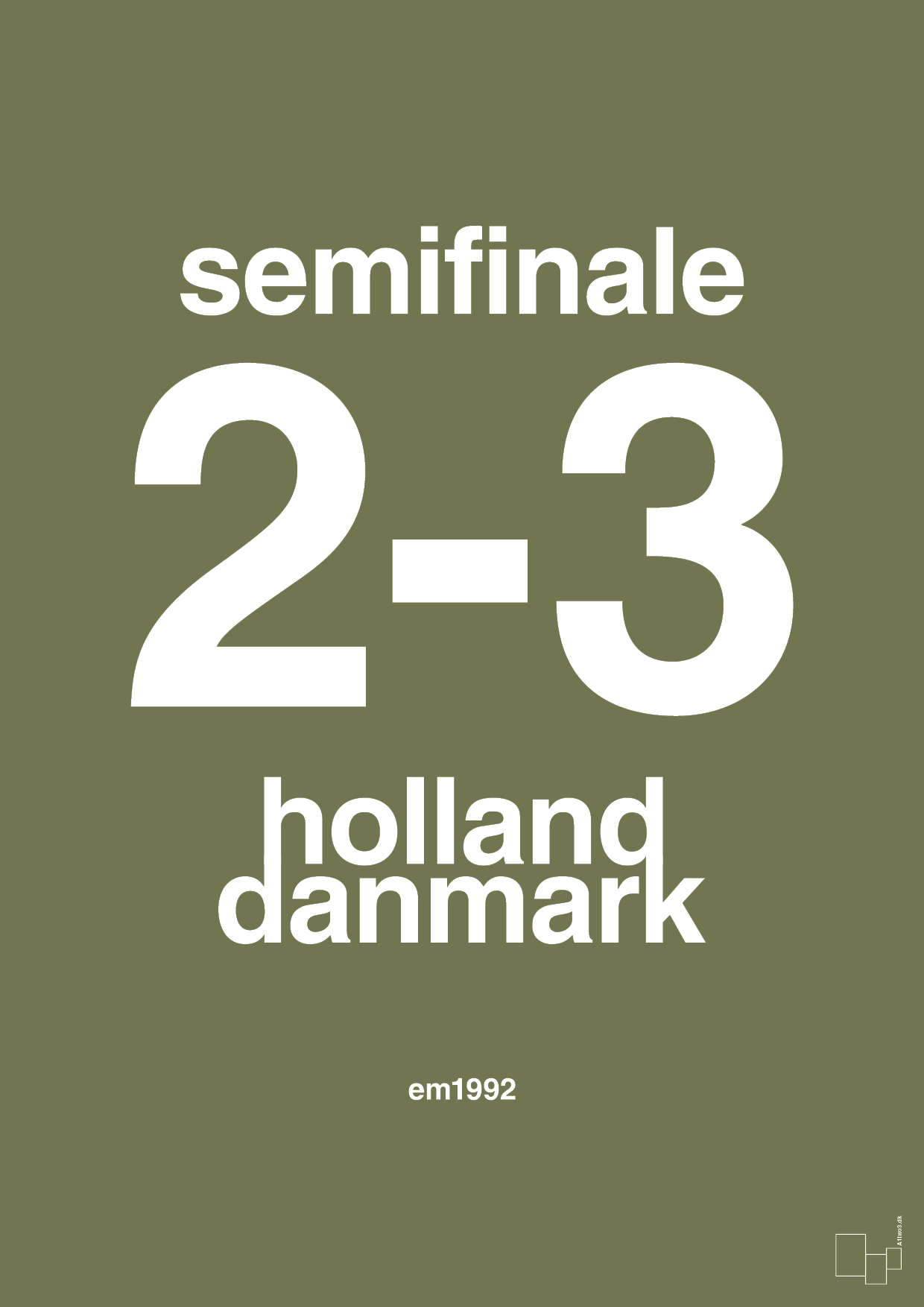 resultat for fodbold em semifinale A i 1992 - Plakat med Sport & Fritid i Secret Meadow