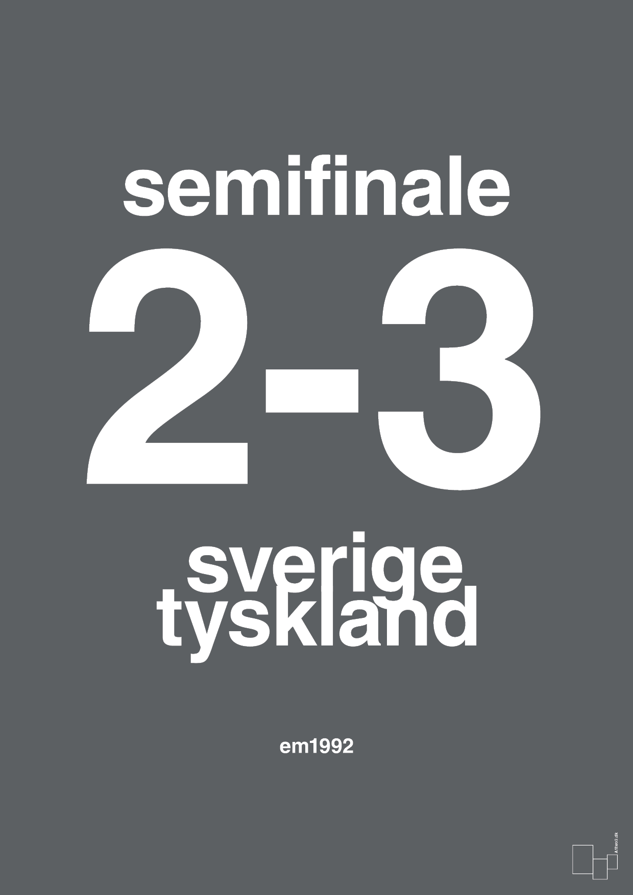 resultat for fodbold em semifinale B i 1992 - Plakat med Sport & Fritid i Graphic Charcoal
