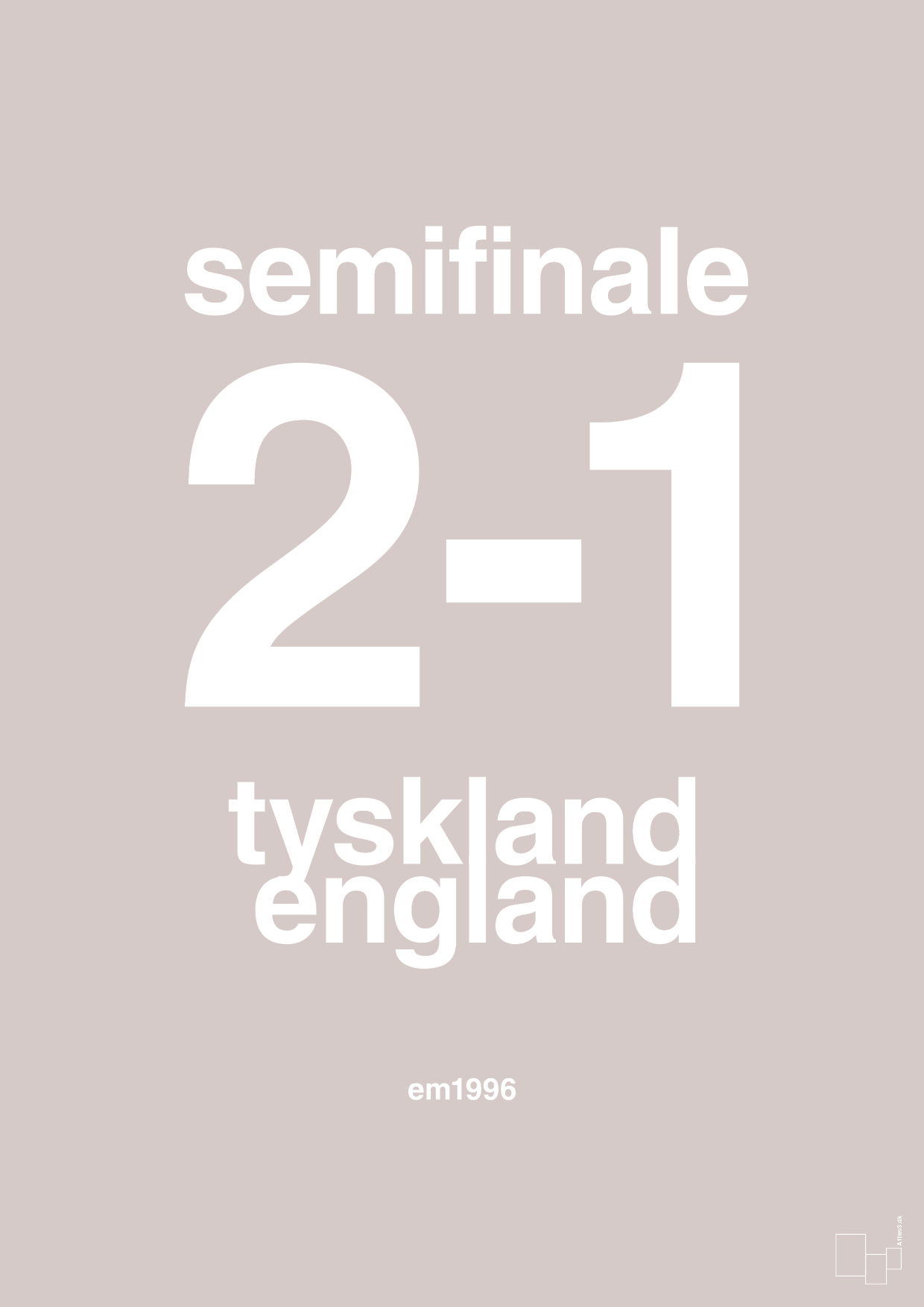 resultat for fodbold em semifinale A i 1996 - Plakat med Sport & Fritid i Broken Beige