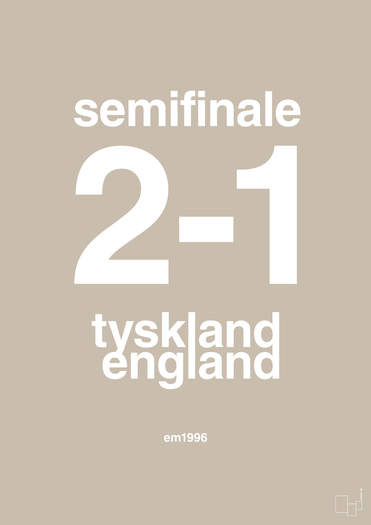 resultat for fodbold em semifinale A i 1996 - Plakat med Sport & Fritid i Creamy Mushroom