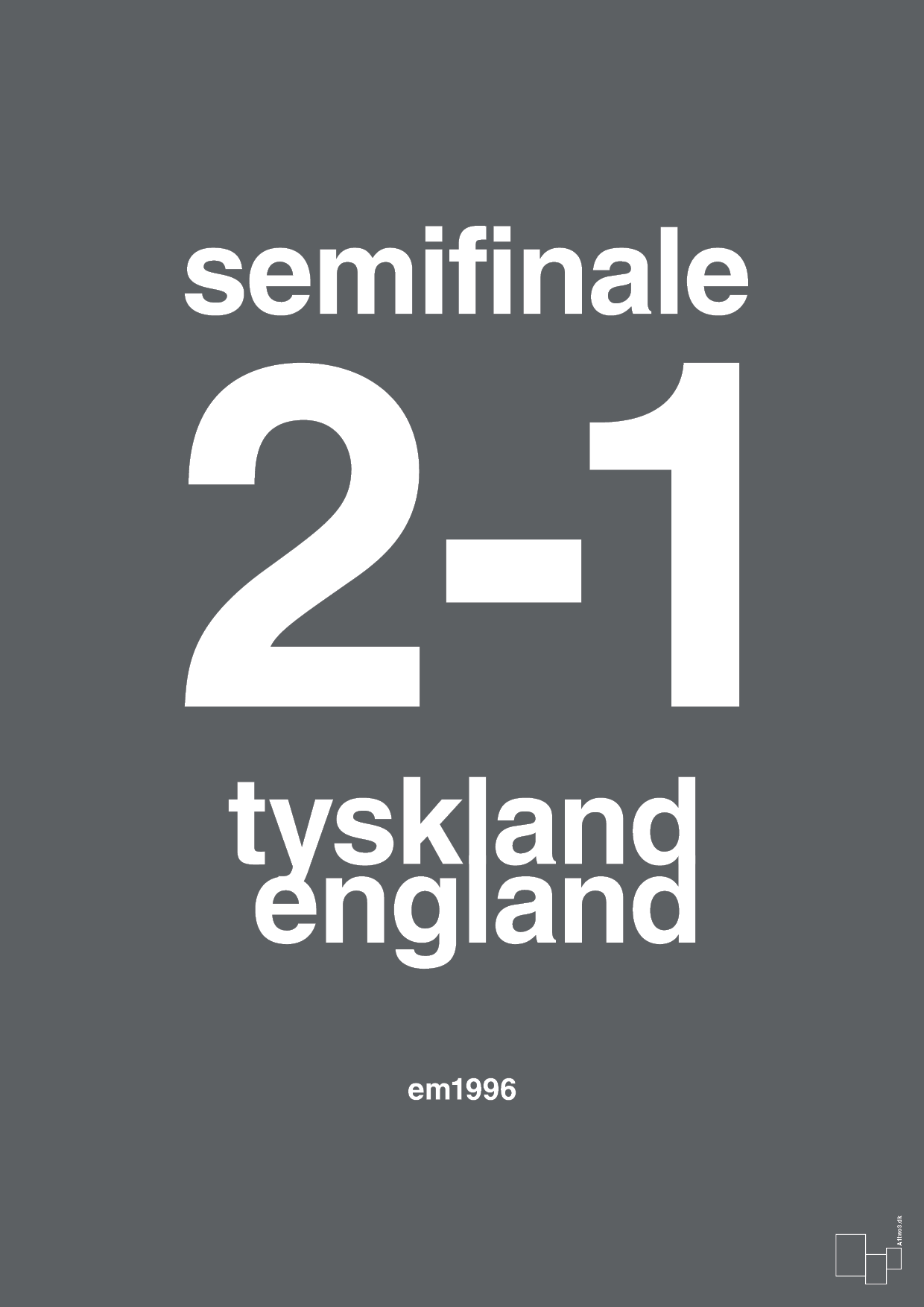 resultat for fodbold em semifinale A i 1996 - Plakat med Sport & Fritid i Graphic Charcoal