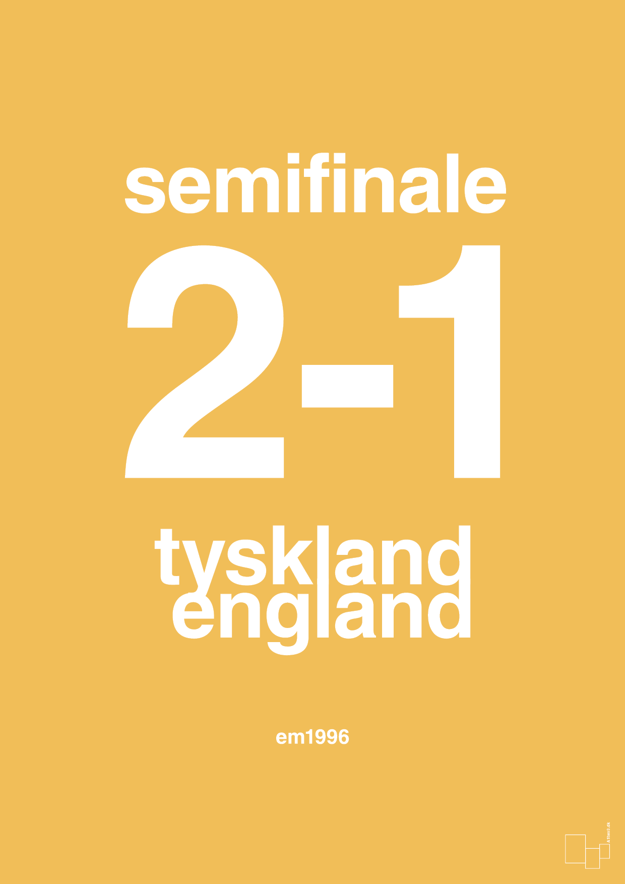 resultat for fodbold em semifinale A i 1996 - Plakat med Sport & Fritid i Honeycomb