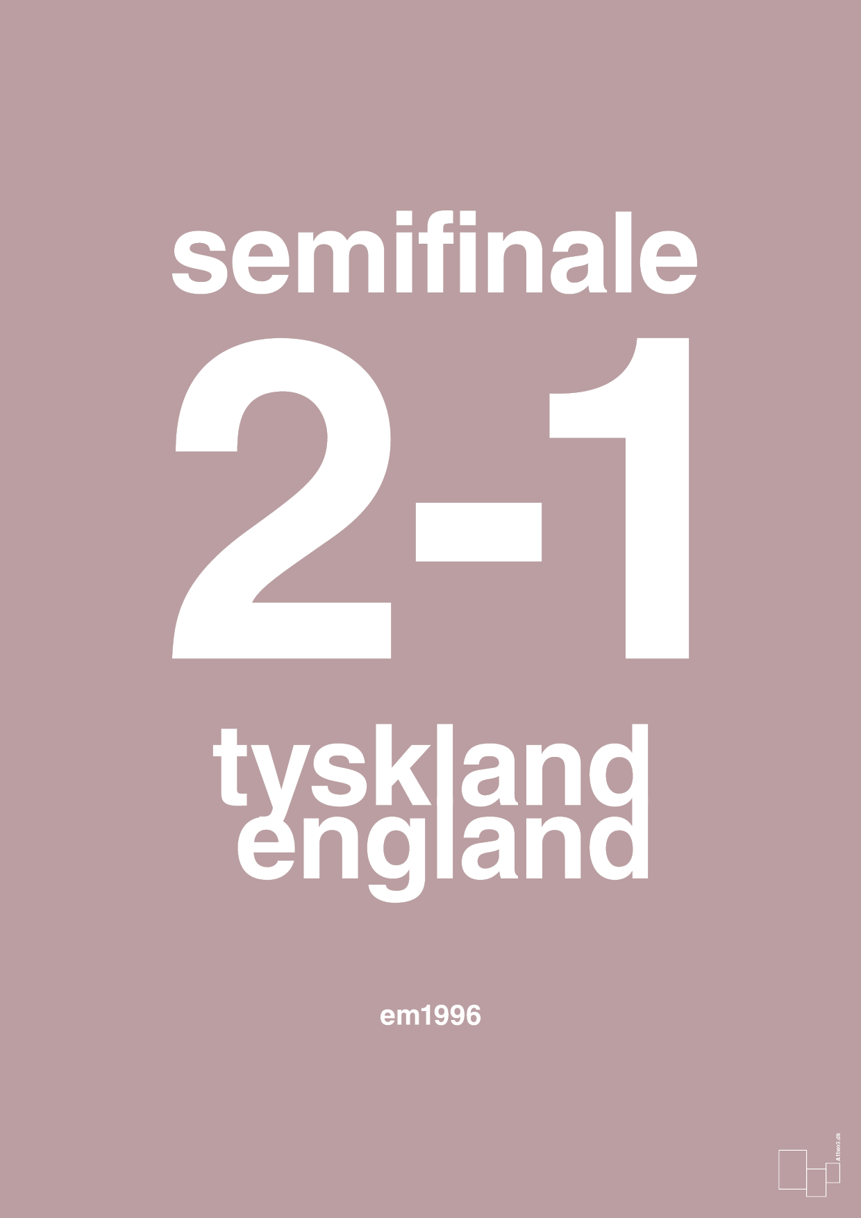 resultat for fodbold em semifinale A i 1996 - Plakat med Sport & Fritid i Light Rose