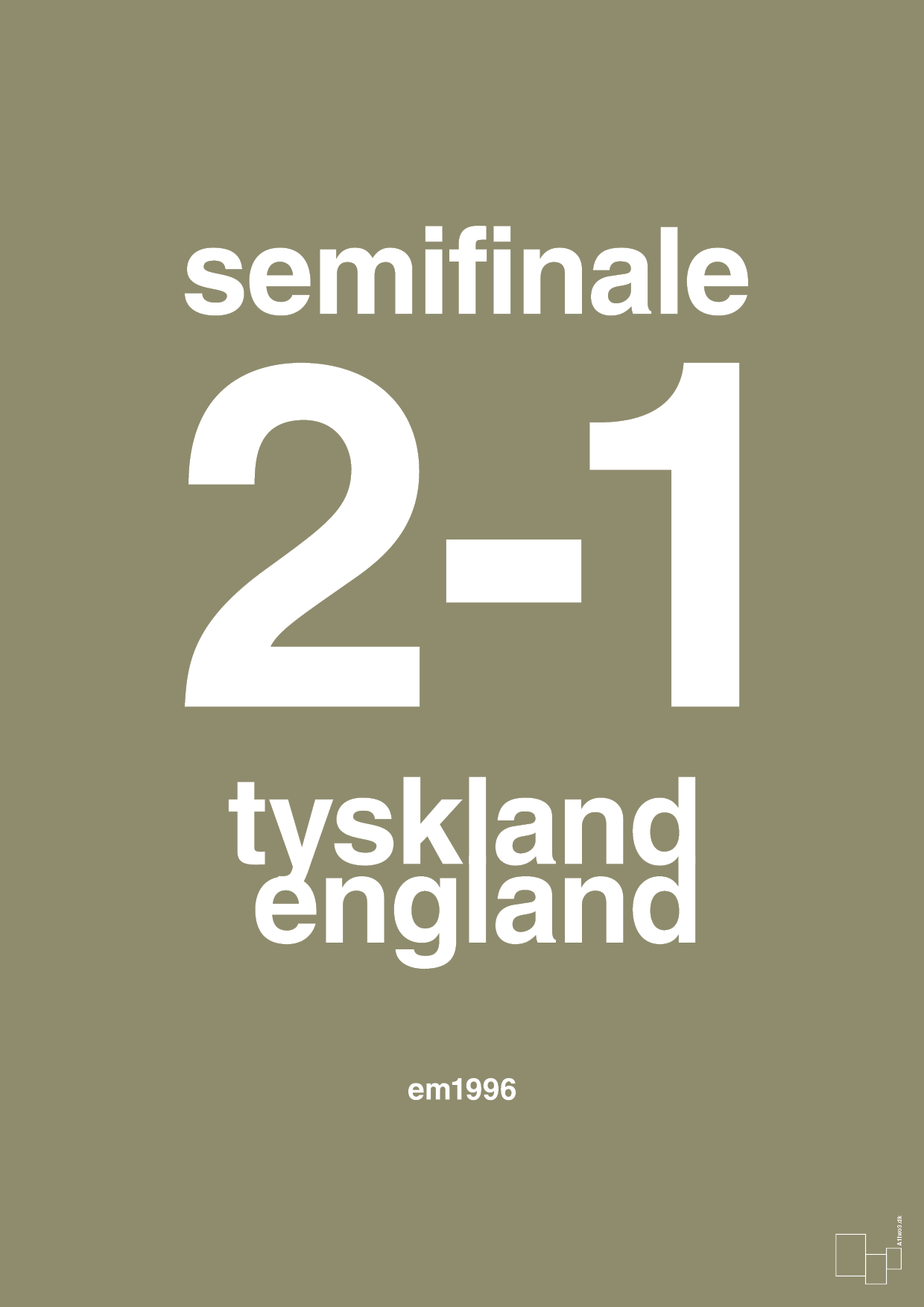 resultat for fodbold em semifinale A i 1996 - Plakat med Sport & Fritid i Misty Forrest