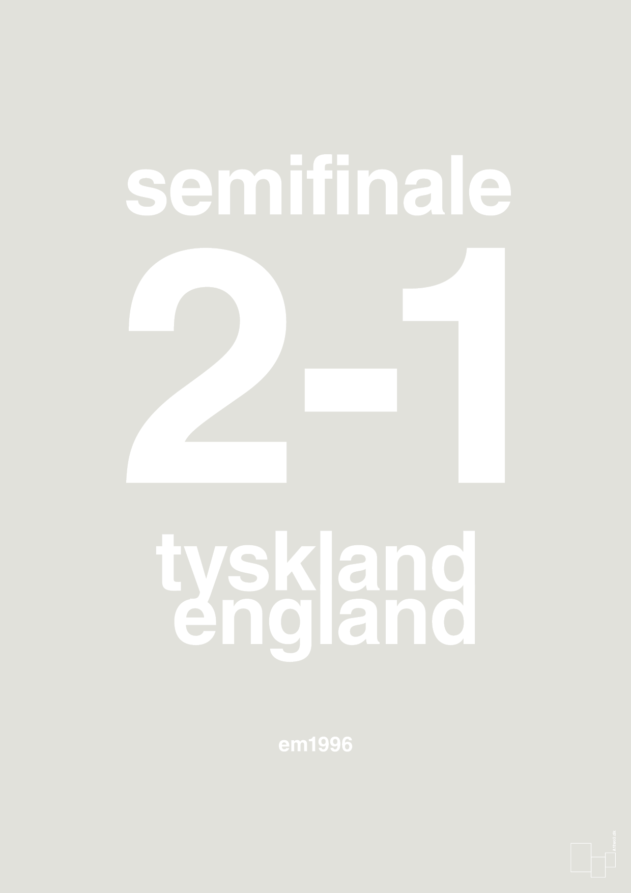 resultat for fodbold em semifinale A i 1996 - Plakat med Sport & Fritid i Painters White
