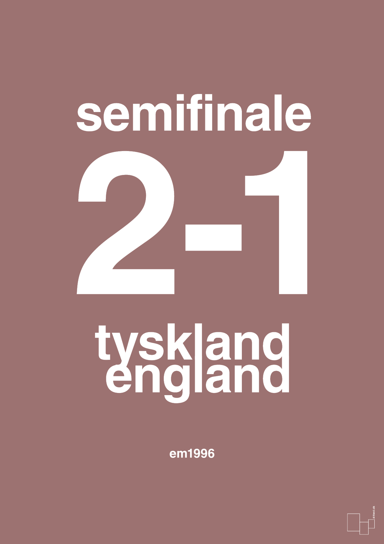 resultat for fodbold em semifinale A i 1996 - Plakat med Sport & Fritid i Plum