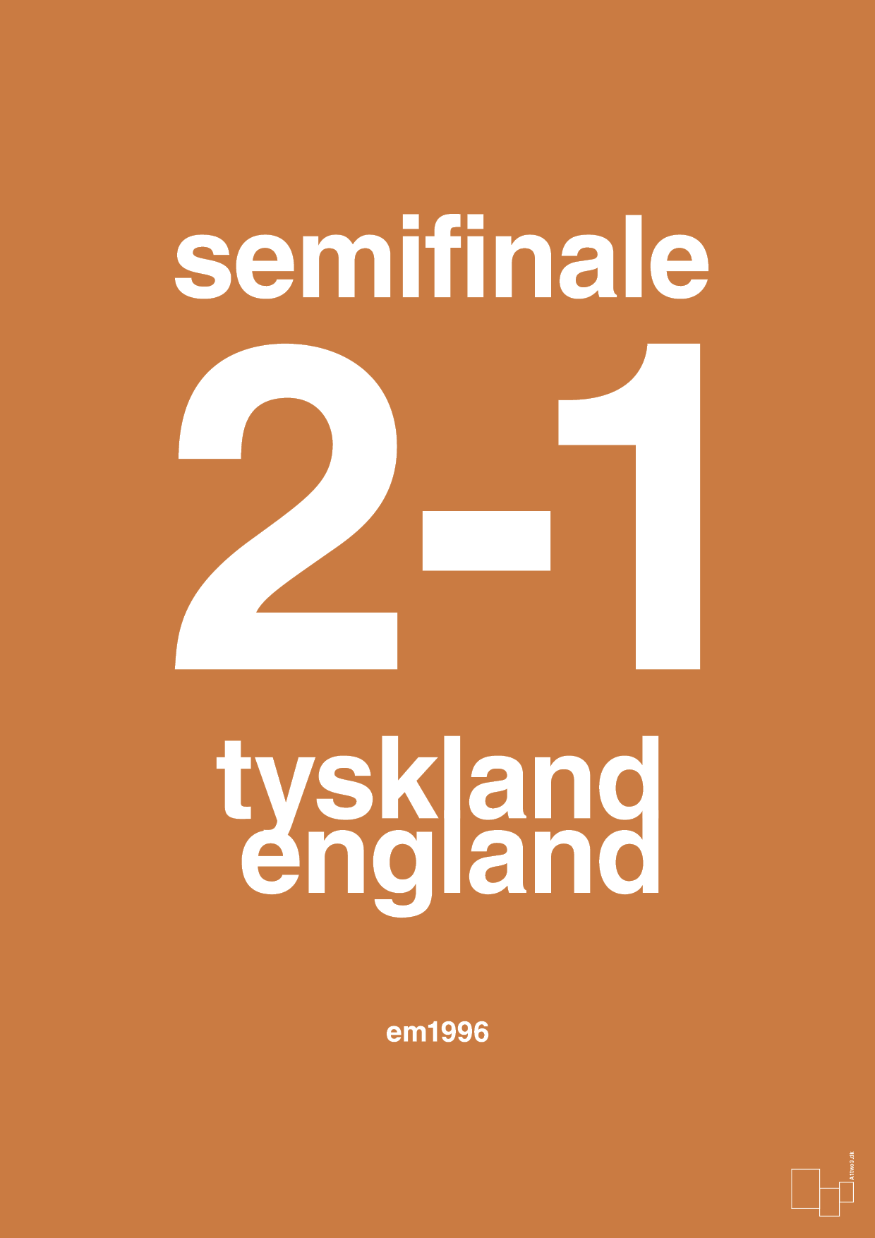 resultat for fodbold em semifinale A i 1996 - Plakat med Sport & Fritid i Rumba Orange