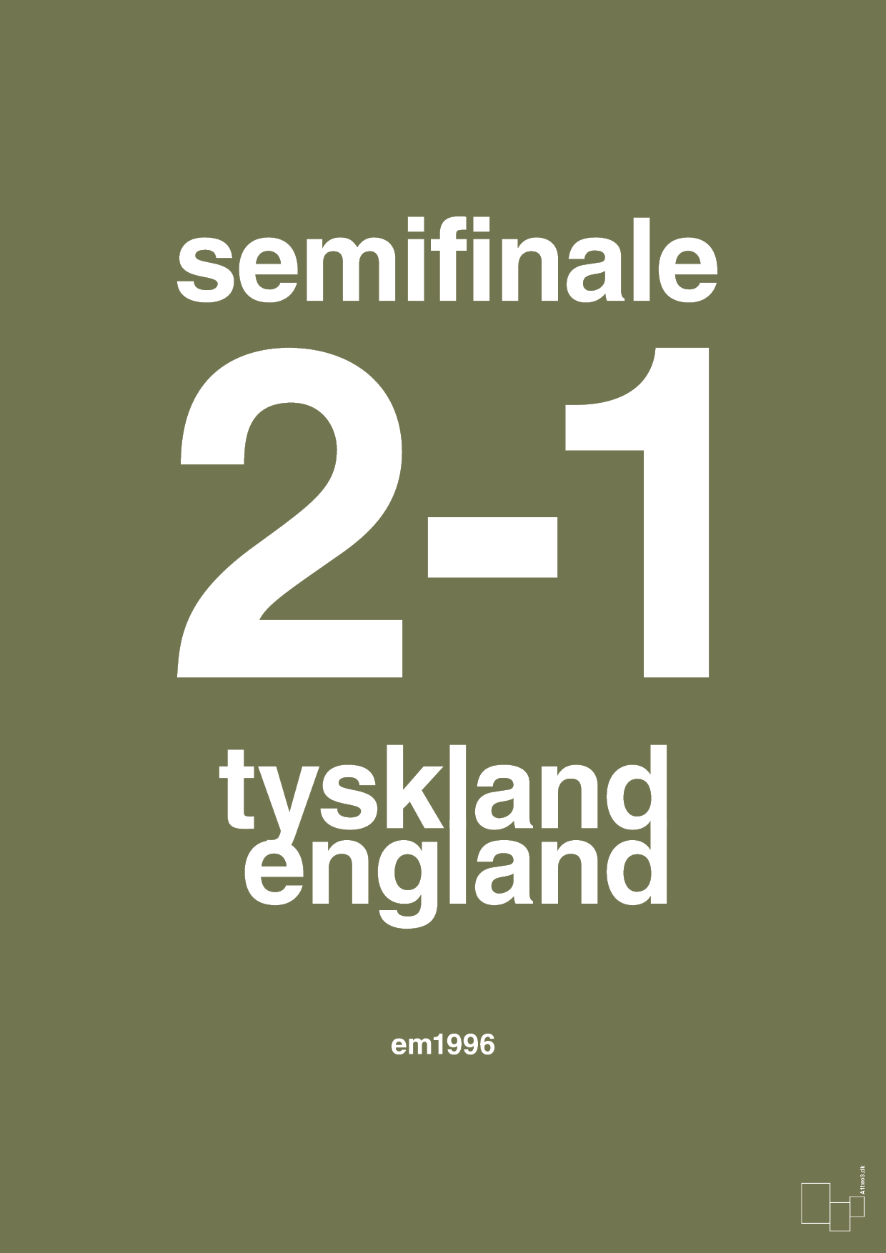 resultat for fodbold em semifinale A i 1996 - Plakat med Sport & Fritid i Secret Meadow