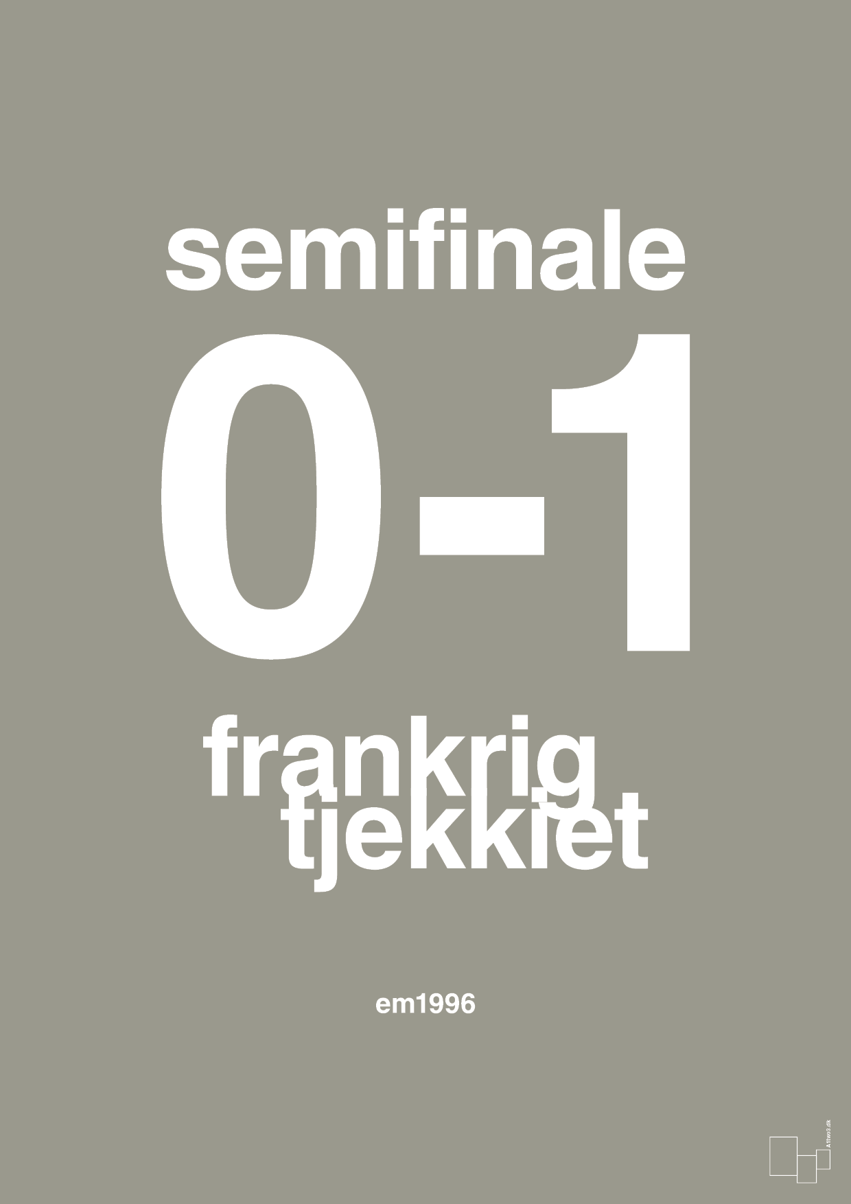 resultat for fodbold em semifinale B i 1996 - Plakat med Sport & Fritid i Battleship Gray