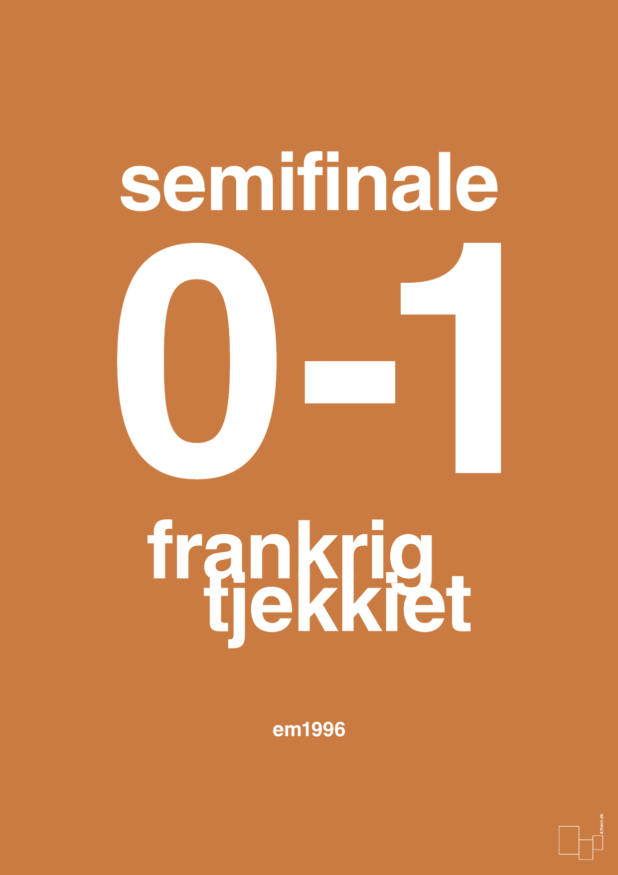 resultat for fodbold em semifinale B i 1996 - Plakat med Sport & Fritid i Rumba Orange