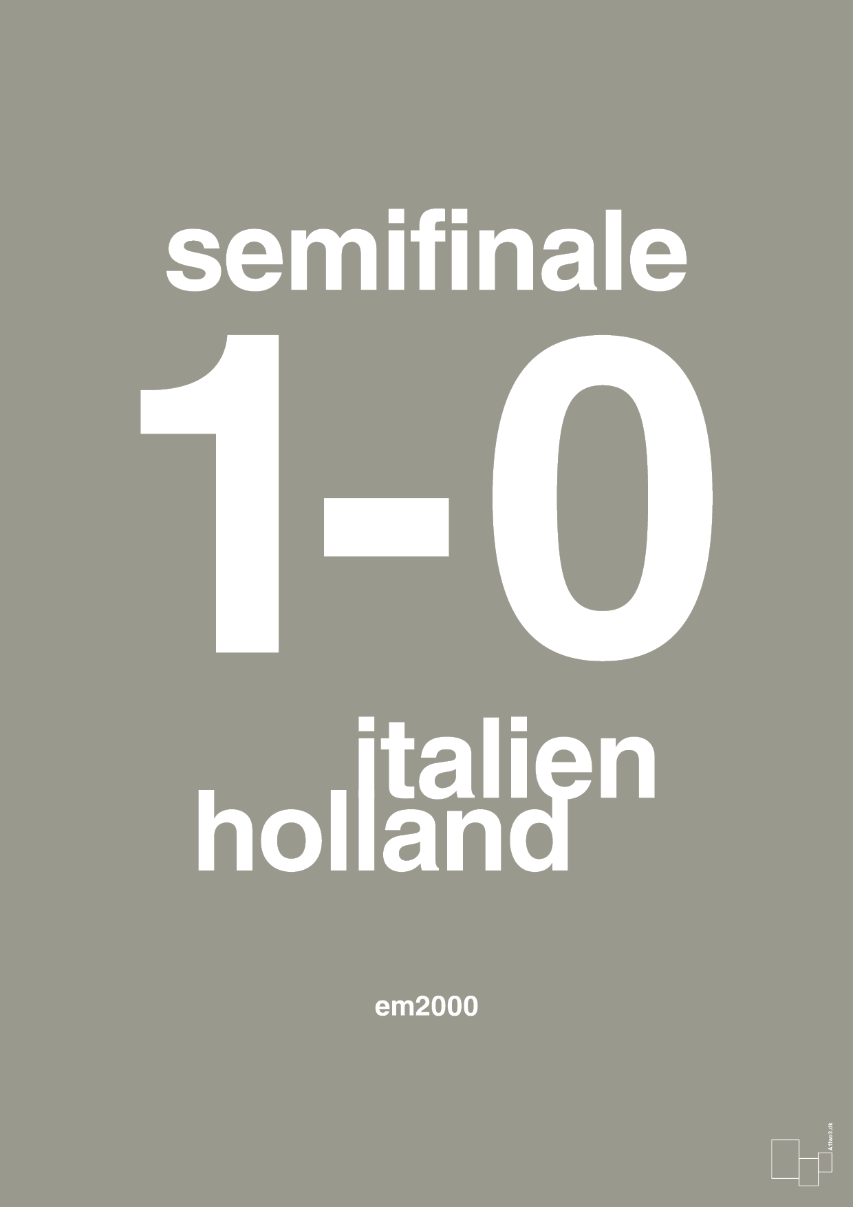 resultat for fodbold em semifinale A i 2000 - Plakat med Sport & Fritid i Battleship Gray
