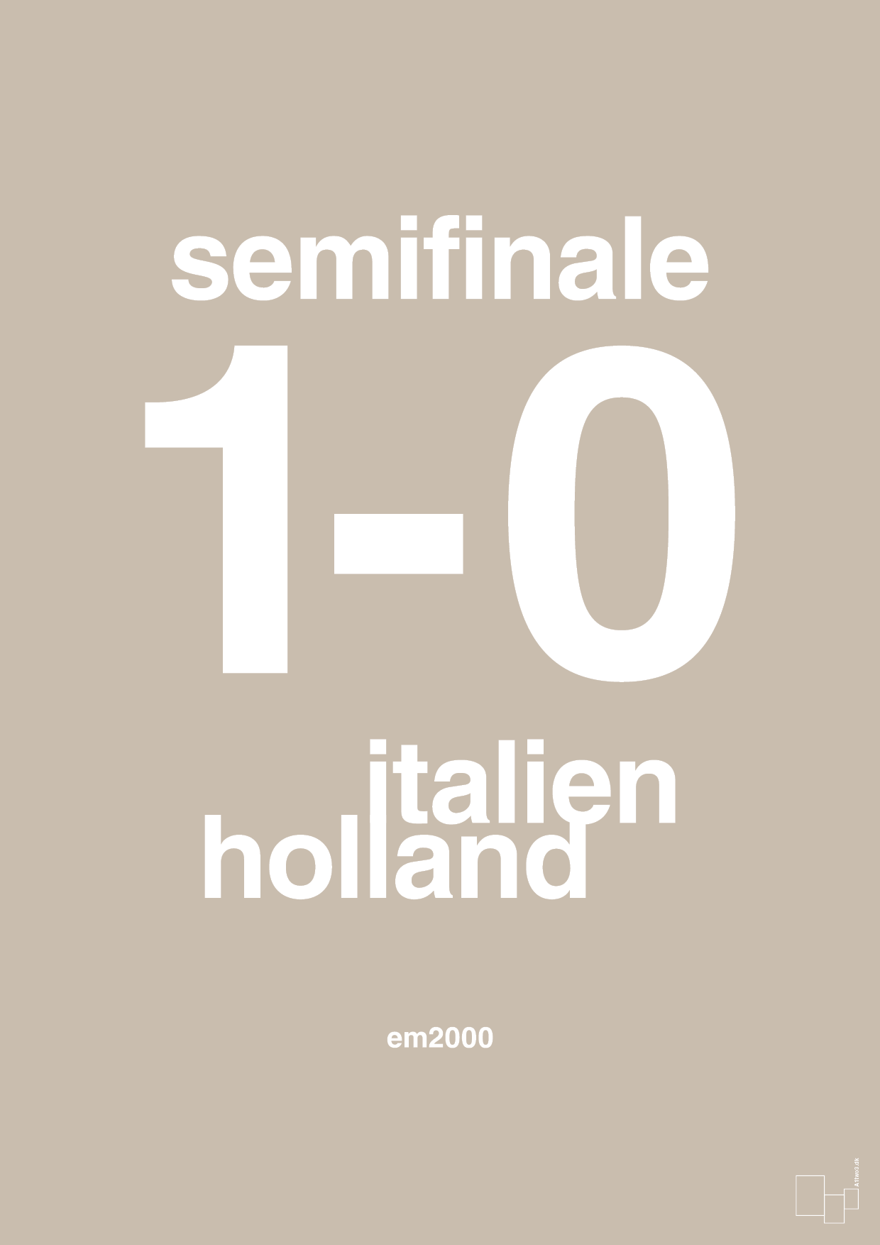 resultat for fodbold em semifinale A i 2000 - Plakat med Sport & Fritid i Creamy Mushroom