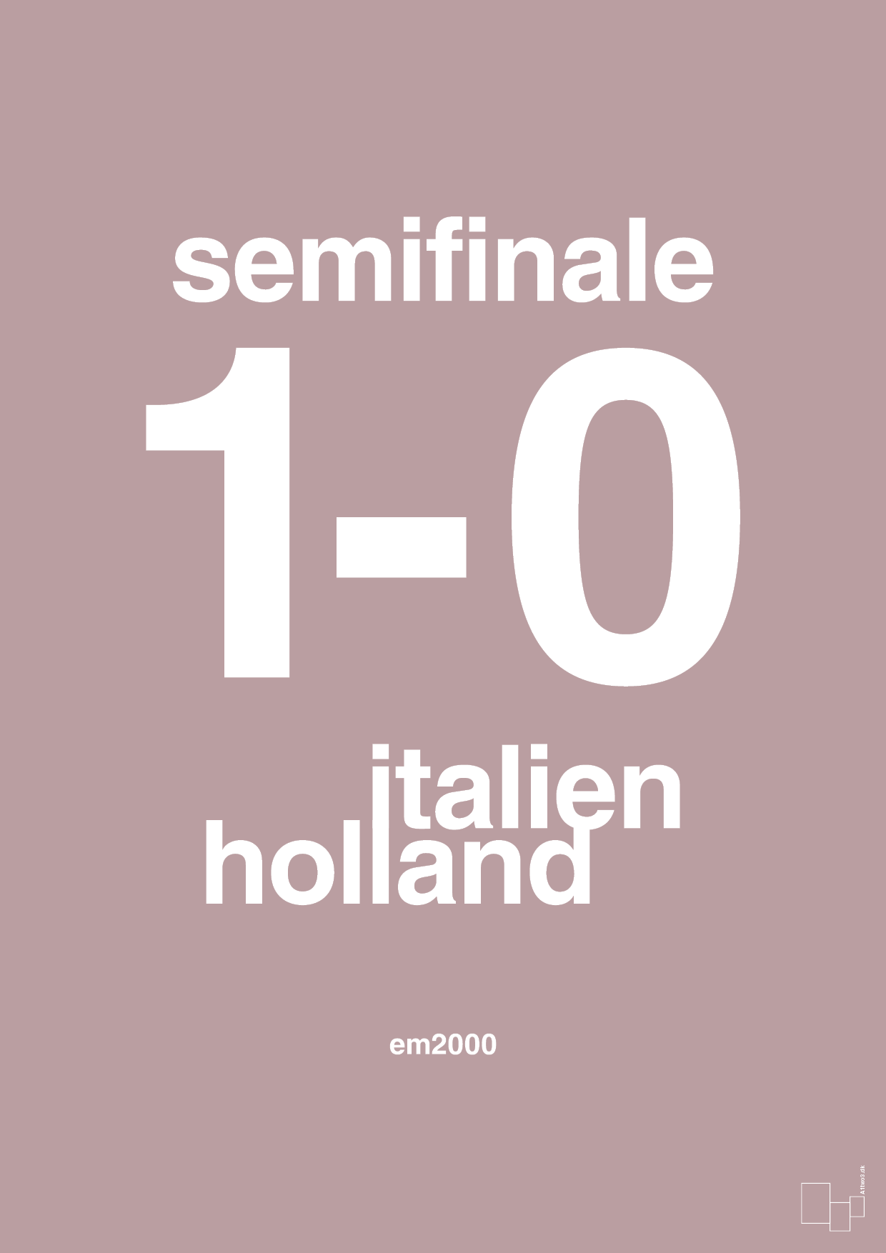 resultat for fodbold em semifinale A i 2000 - Plakat med Sport & Fritid i Light Rose