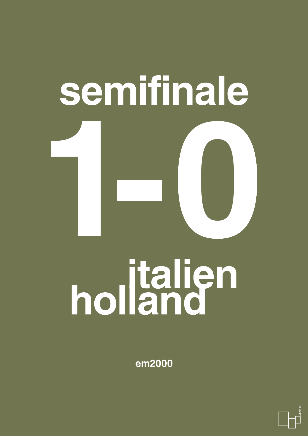 resultat for fodbold em semifinale A i 2000 - Plakat med Sport & Fritid i Secret Meadow