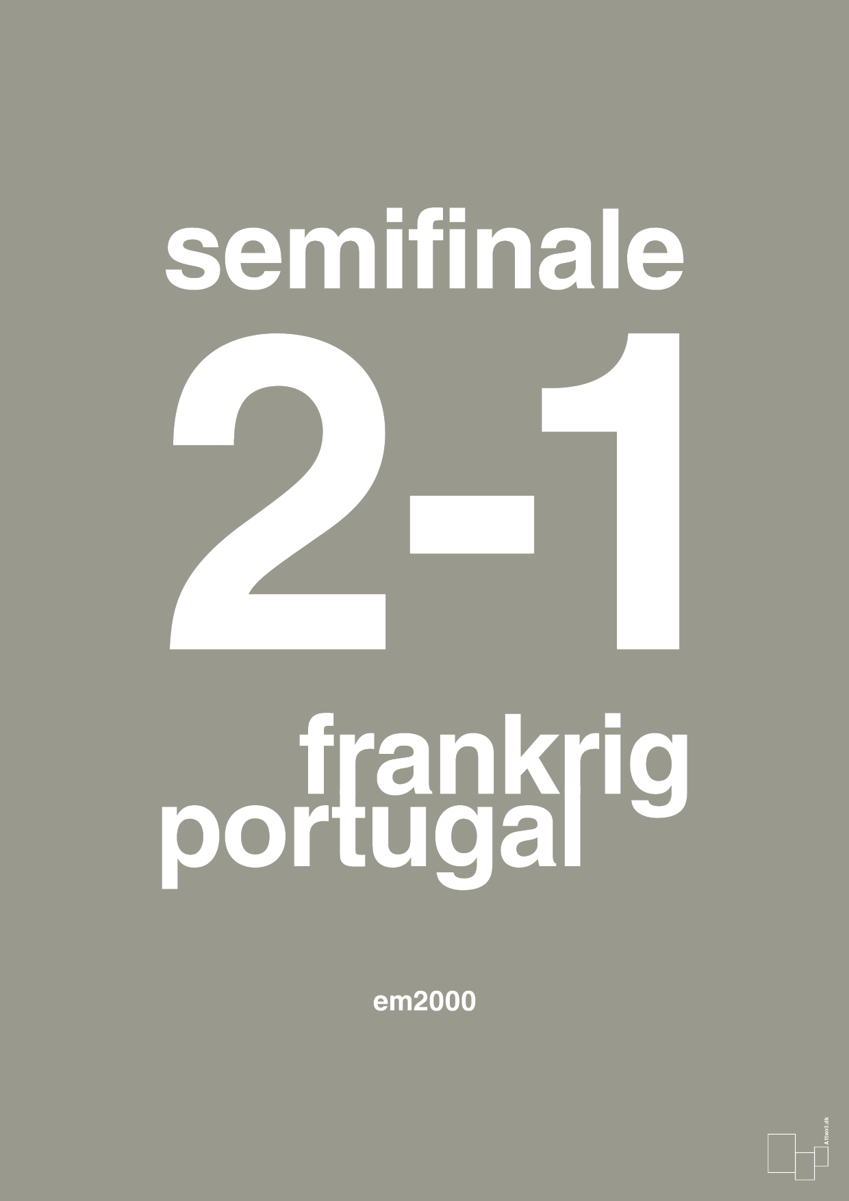 resultat for fodbold em semifinale B i 2000 - Plakat med Sport & Fritid i Battleship Gray