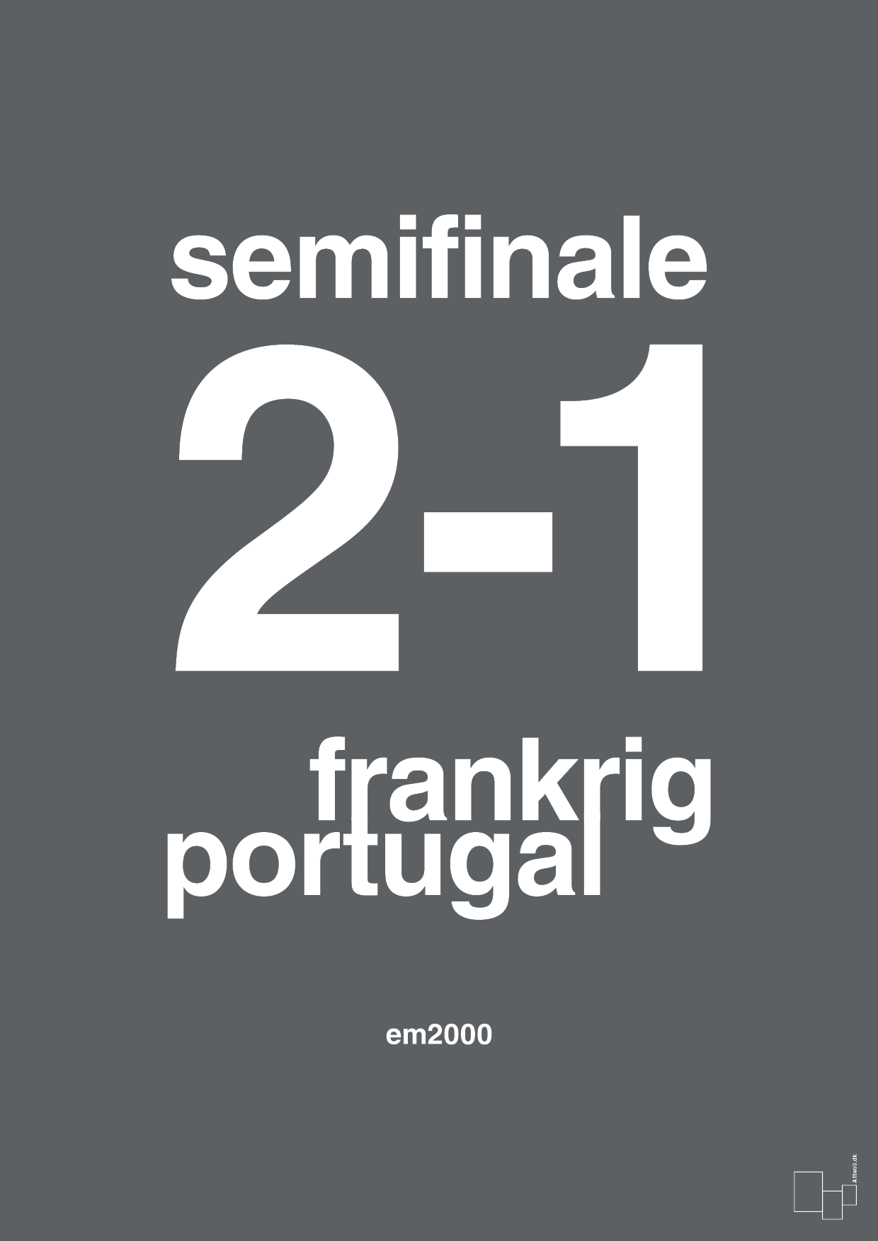 resultat for fodbold em semifinale B i 2000 - Plakat med Sport & Fritid i Graphic Charcoal