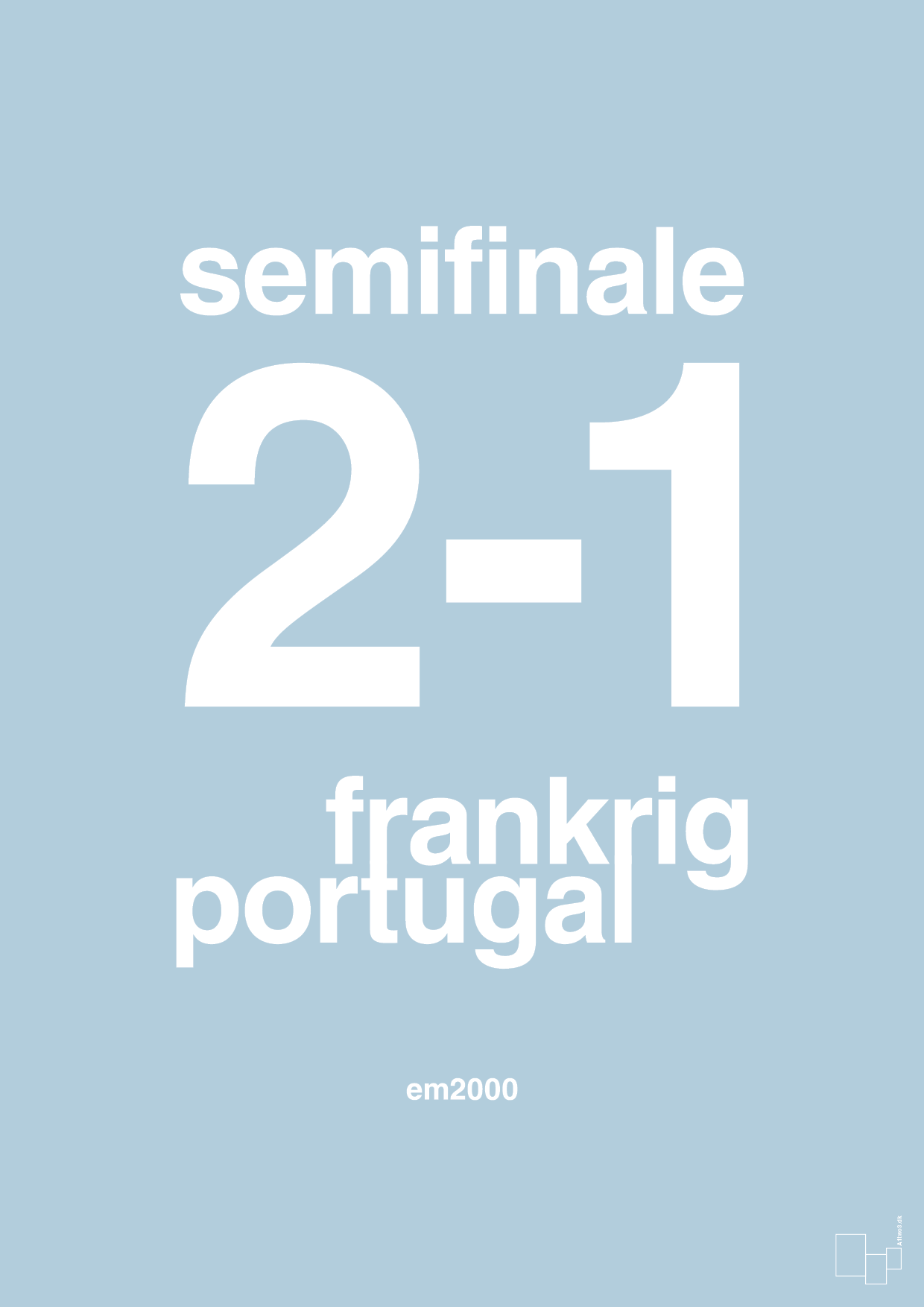 resultat for fodbold em semifinale B i 2000 - Plakat med Sport & Fritid i Heavenly Blue