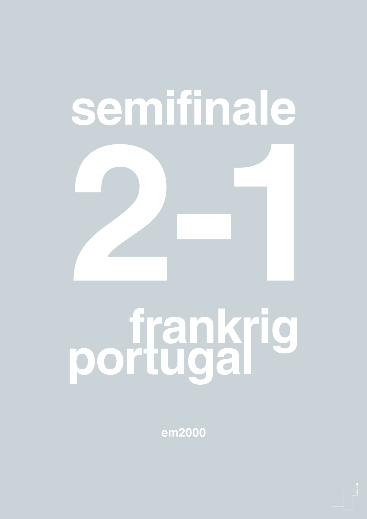 resultat for fodbold em semifinale B i 2000 - Plakat med Sport & Fritid i Light Drizzle