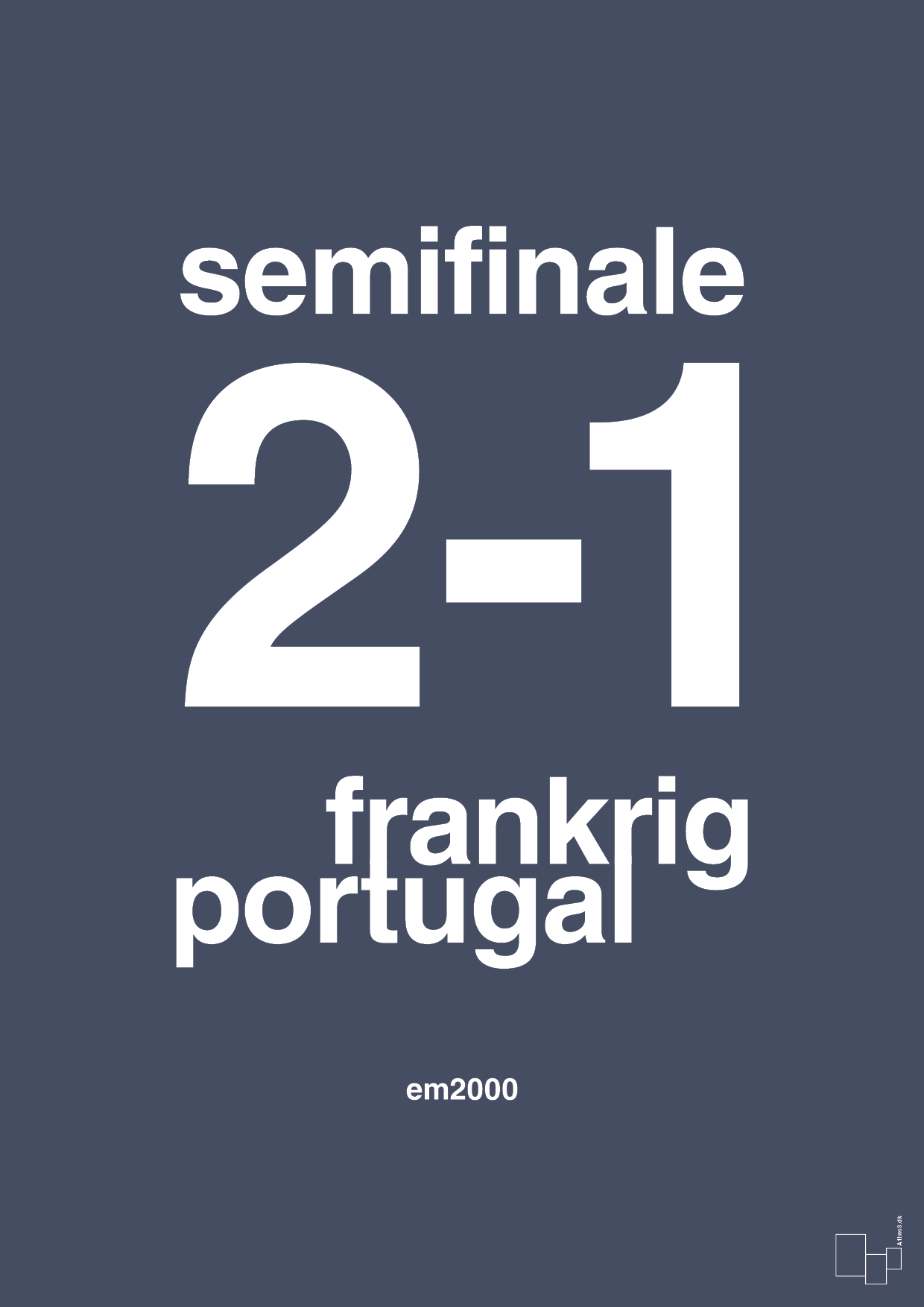 resultat for fodbold em semifinale B i 2000 - Plakat med Sport & Fritid i Petrol