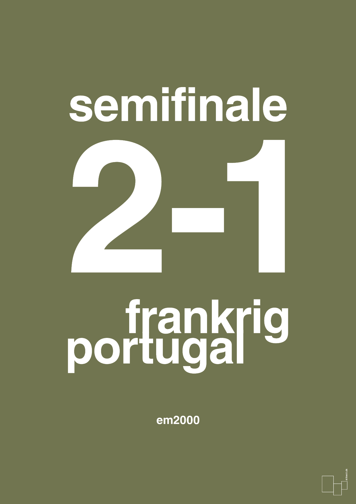 resultat for fodbold em semifinale B i 2000 - Plakat med Sport & Fritid i Secret Meadow