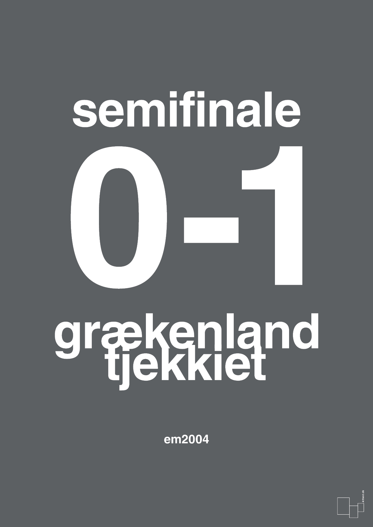resultat for fodbold em semifinale A i 2004 - Plakat med Sport & Fritid i Graphic Charcoal