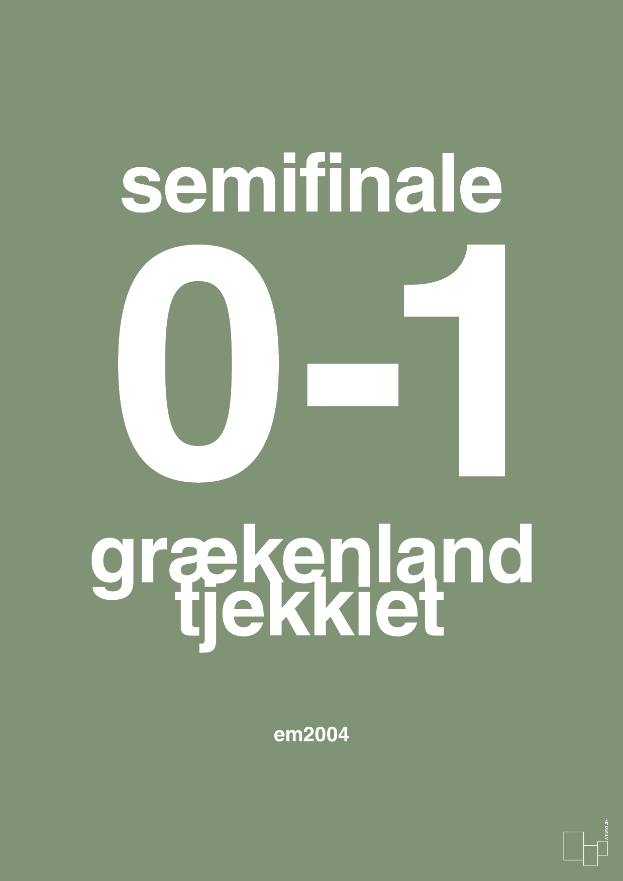 resultat for fodbold em semifinale A i 2004 - Plakat med Sport & Fritid i Jade