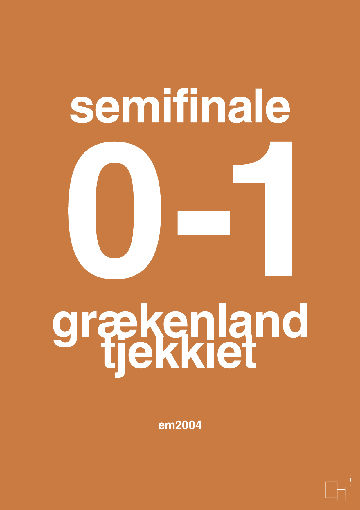 resultat for fodbold em semifinale A i 2004 - Plakat med Sport & Fritid i Rumba Orange