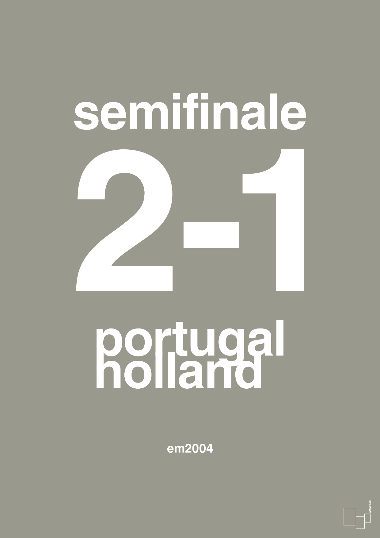 resultat for fodbold em semifinale B i 2004 - Plakat med Sport & Fritid i Battleship Gray