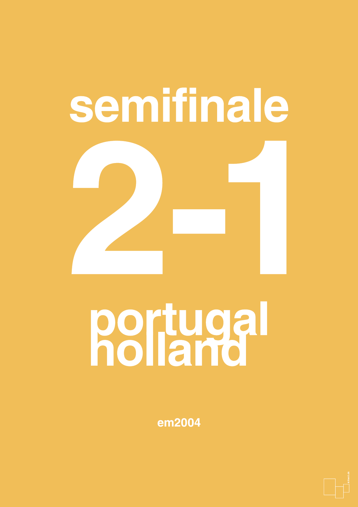 resultat for fodbold em semifinale B i 2004 - Plakat med Sport & Fritid i Honeycomb