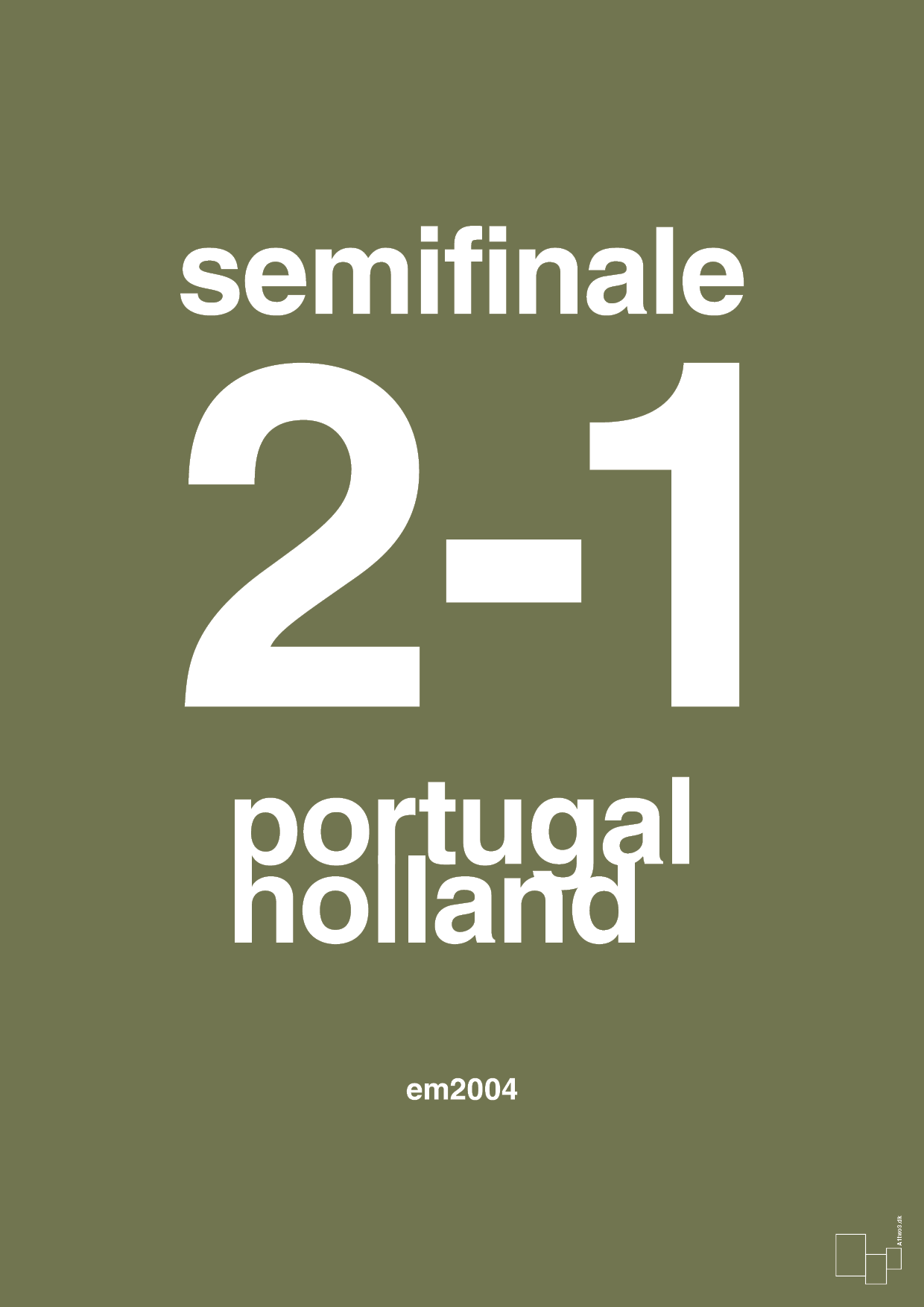 resultat for fodbold em semifinale B i 2004 - Plakat med Sport & Fritid i Secret Meadow