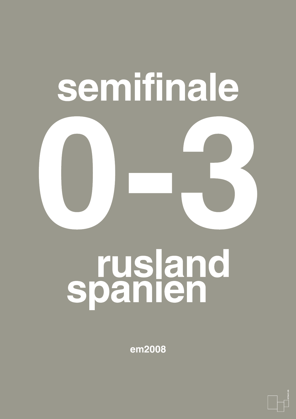 resultat for fodbold em semifinale A i 2008 - Plakat med Sport & Fritid i Battleship Gray